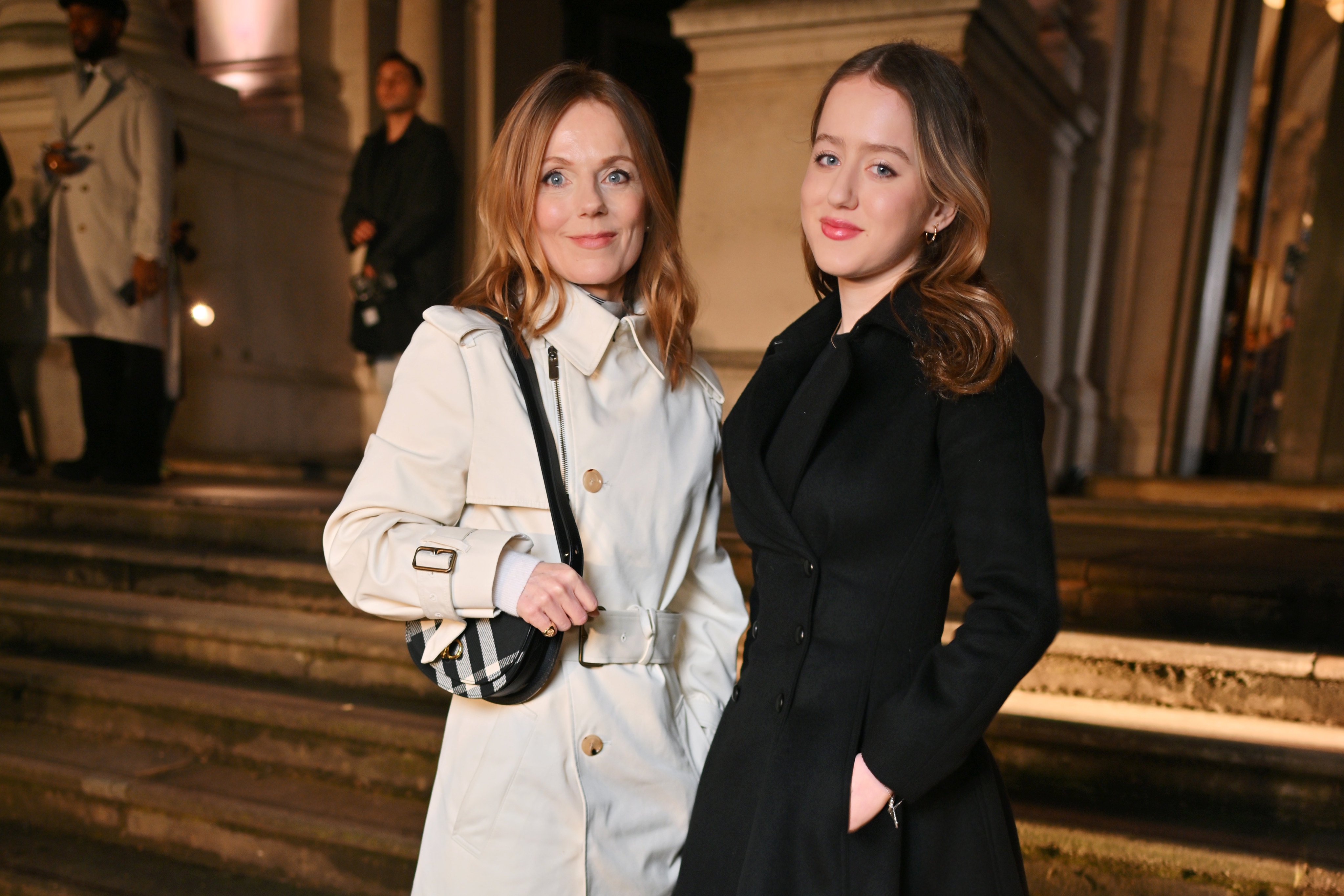 Geri Halliwell-Horner and daughter Bluebell Halliwell at the Burberry winter 2025 show during London Fashion Week, on February 24, in London, England. Photo: Getty Images for Burberry