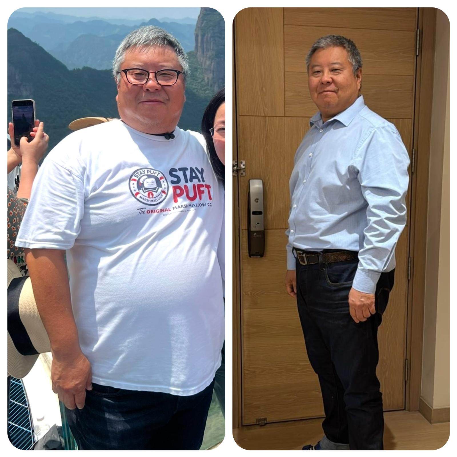 Hong Kong father of two David Koo before and after he lost 14kg with the help of the drug semaglutide. Photo: David Koo