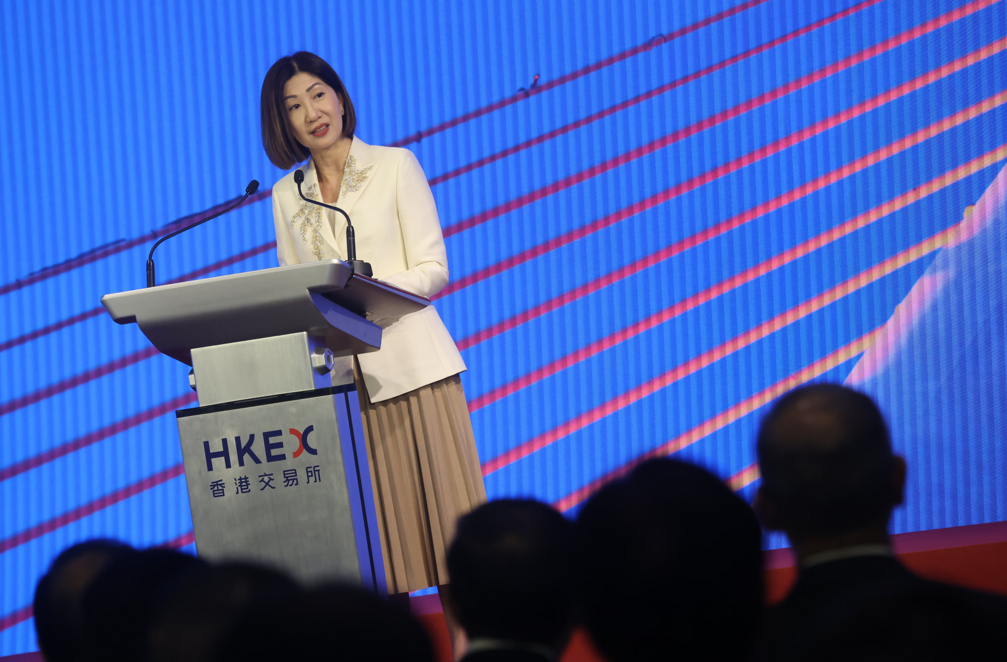 Bonnie Chan Yiting, CEO of Hong Kong Exchanges and Clearing, speaks at the HKEX Connect Summit on November 18, 2024. Photo: Jonathan Wong