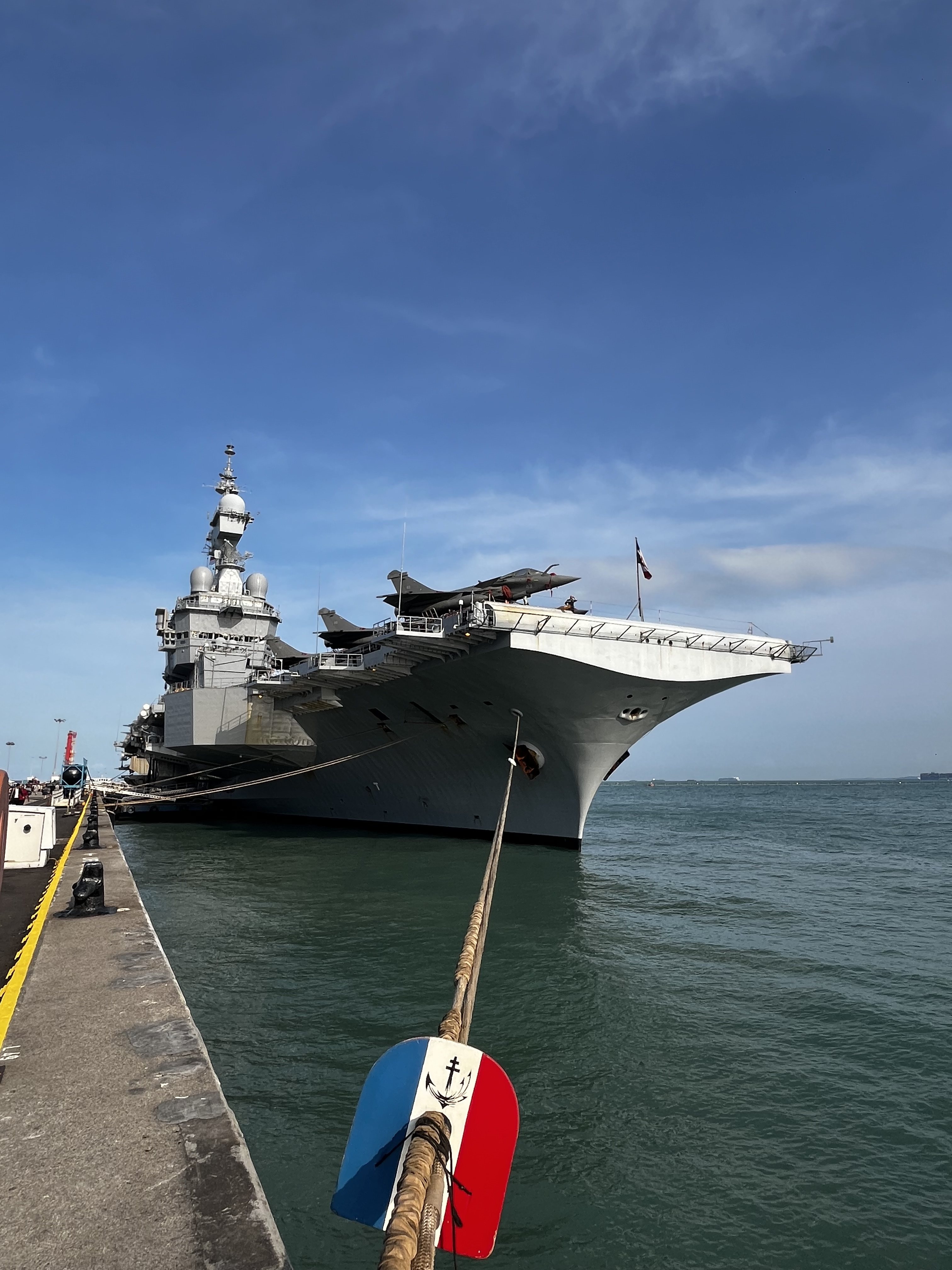 France’s nuclear-powered Charles de Gaulle aircraft carrier docks in Singapore’s Changi Naval Base on Tuesday. Photo: Jean Iau