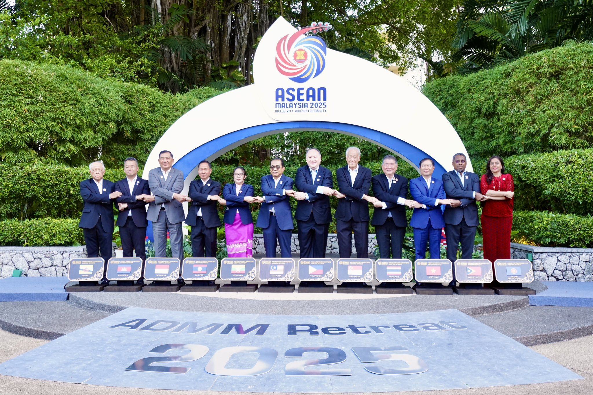 Ministers at the Asean Defence Ministers’ Meeting Retreat in Penang, Malaysia on February 26. Photo: X/KhaledNordin