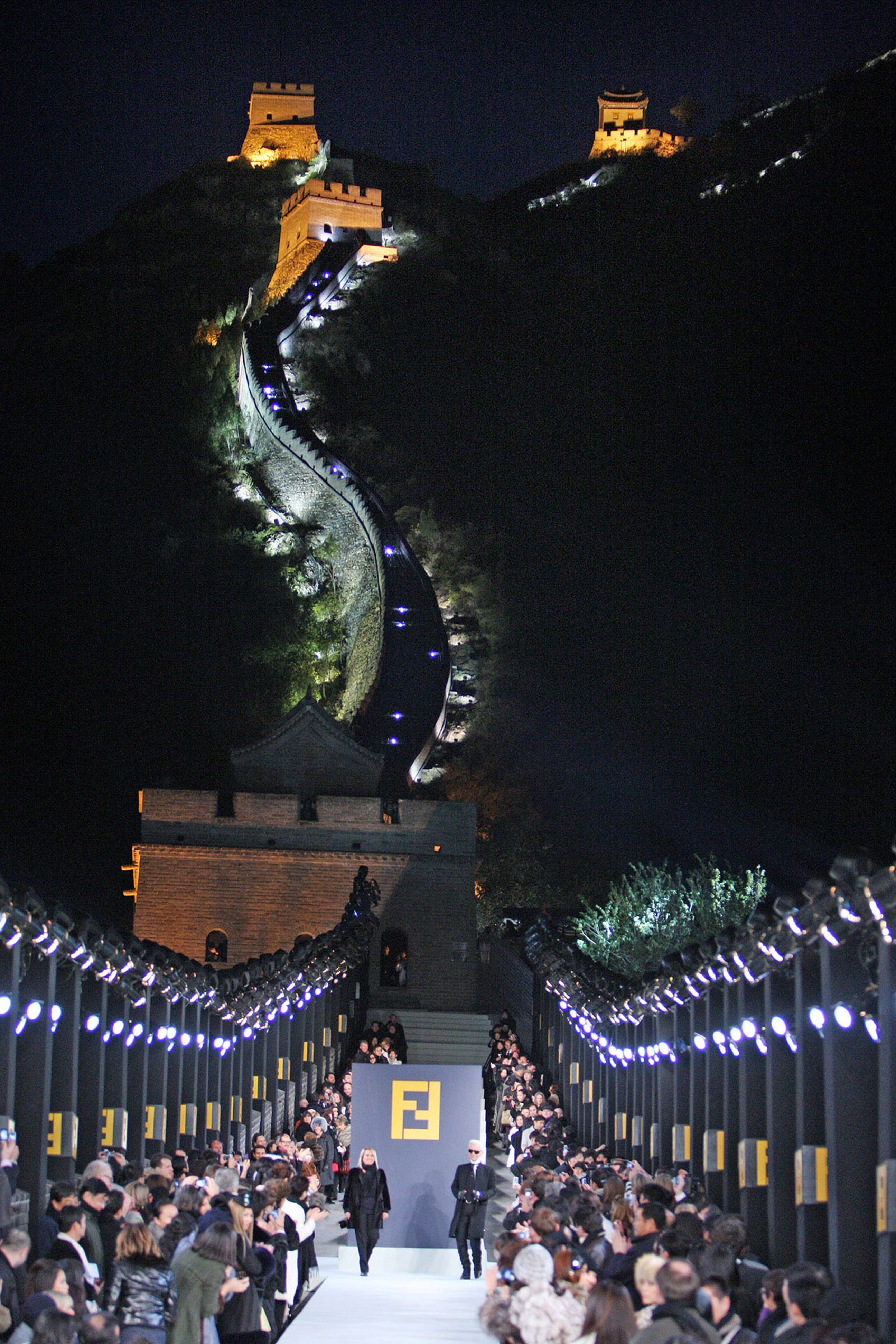 A century old this year, Fendi has held many landmark runways, including this historic one presented by Karl Lagerfeld in 2007 at the Great Wall of China. Photo: Handout