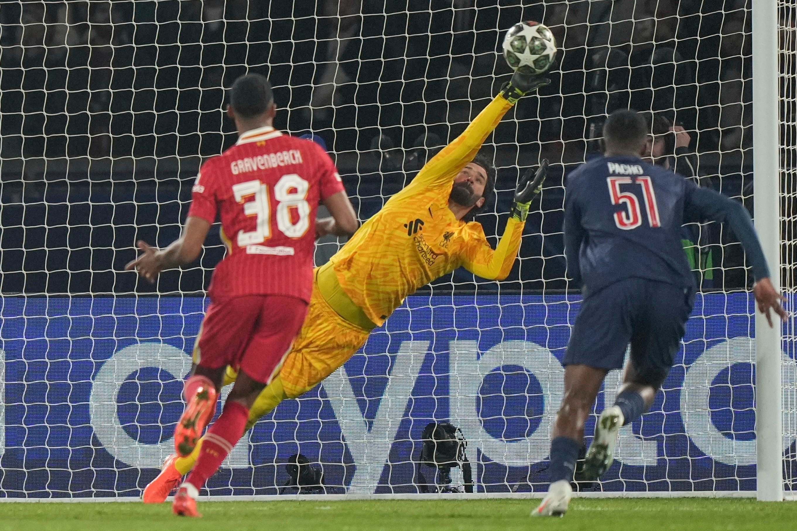 Liverpool goalkeeper Alisson kept his side in the game with a string of fine saves before Harvey Elliot’s late winner. Photo: AP