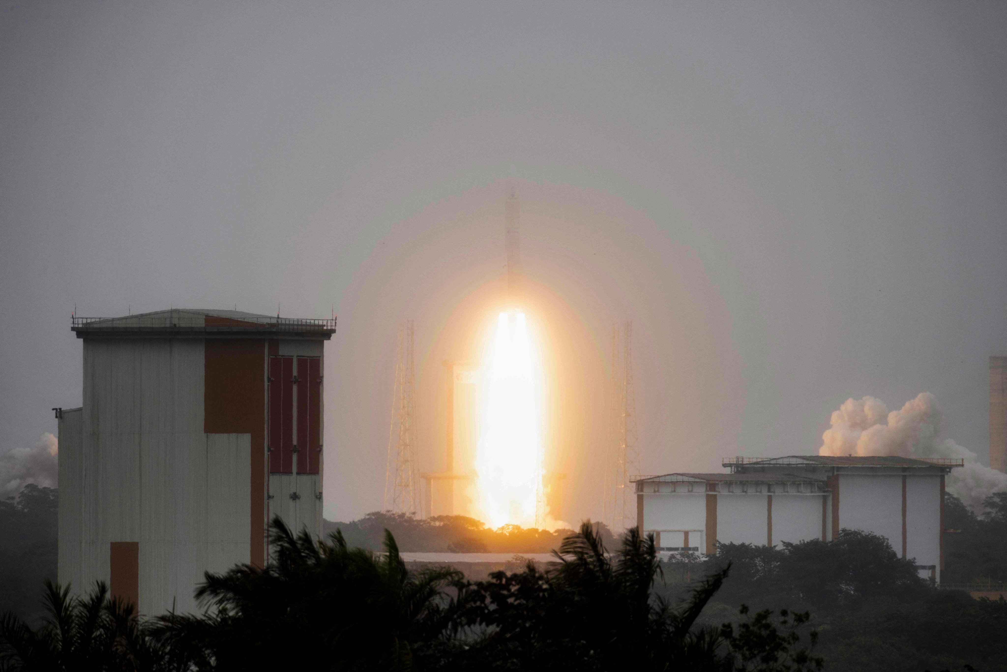 The Ariane 6 rocket lifts off from the Guiana Space Centre in Kourou, French Guiana, on Thursday. Photo: AFP