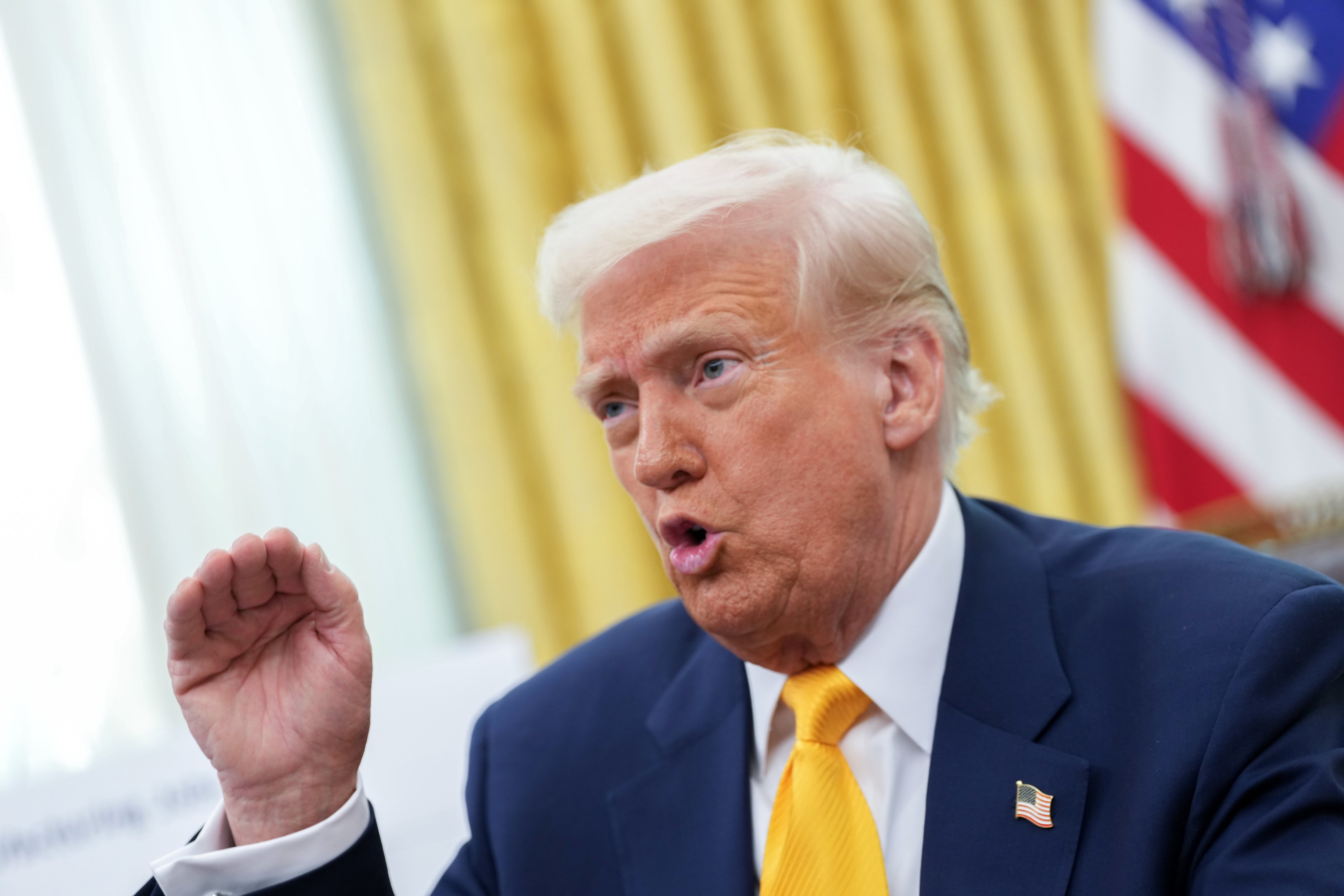 US President Donald Trump speaks in the Oval Office of the White House on Friday. Photo: EPA-EFE