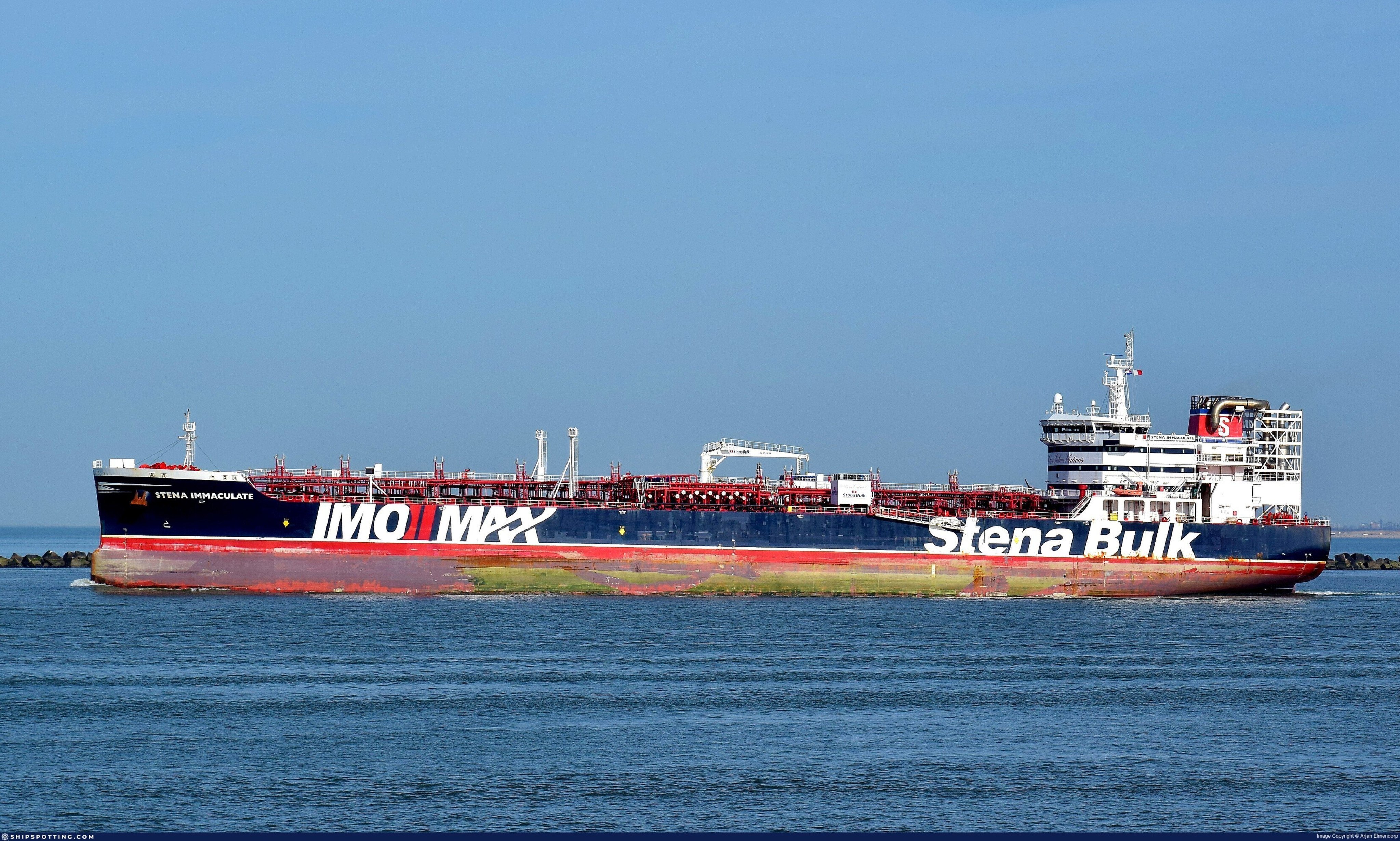 The Oil tanker MC Stena Immaculate collided with a cargo ship in the North Sea. Photo: Handout