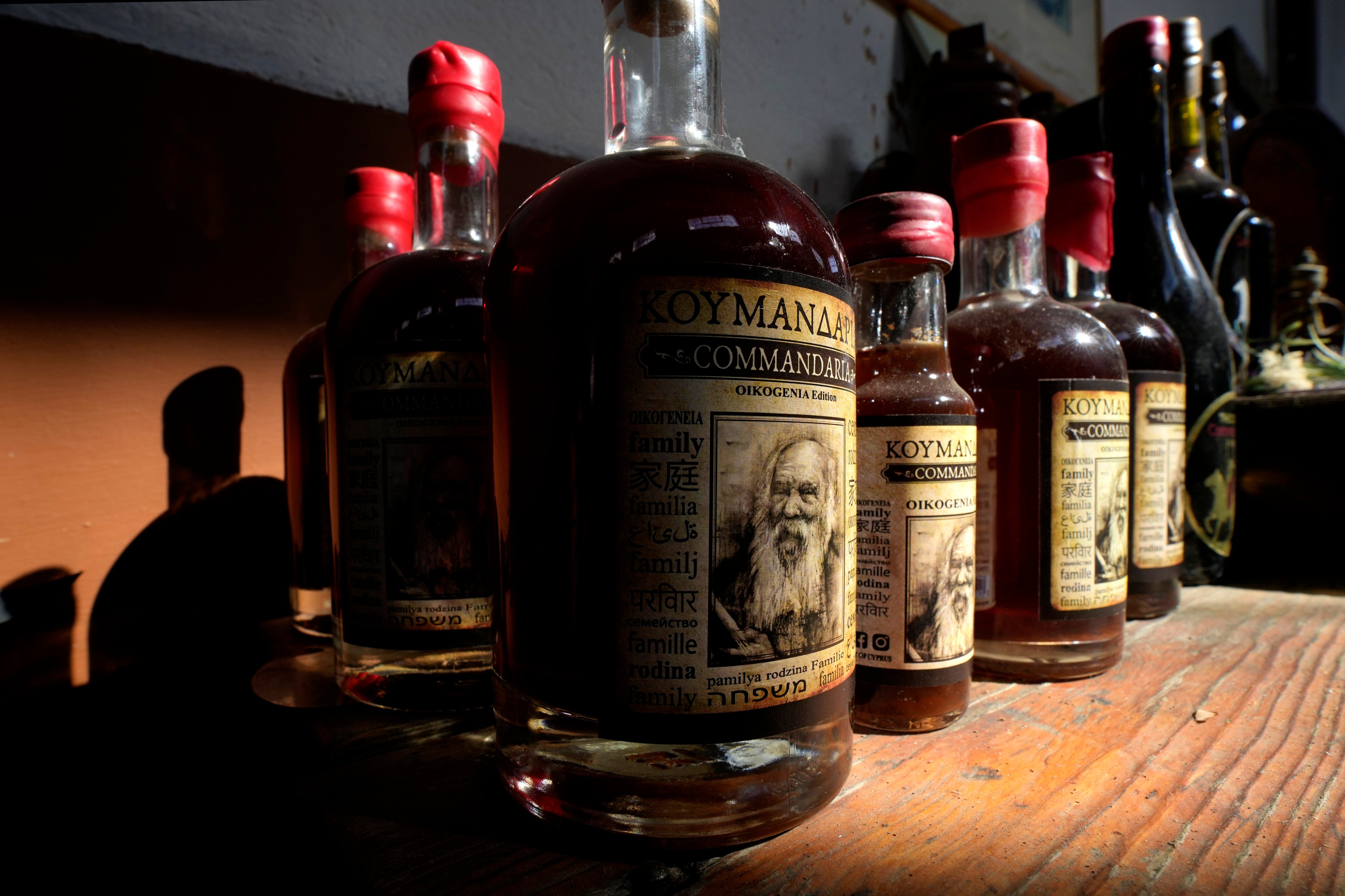 Bottles of Commandaria wine at the Karsera Winery in Dhoros, Cyprus. Photo: AP