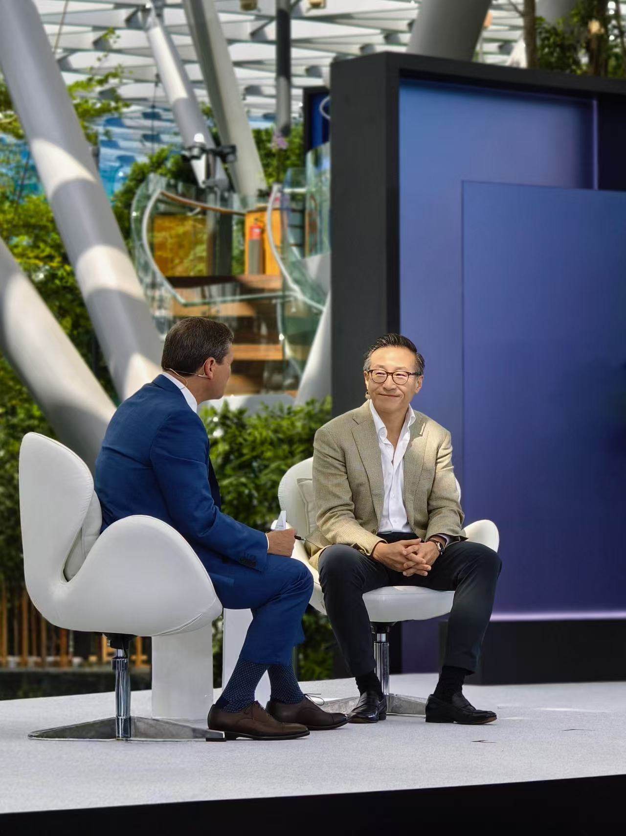 Alibaba Group Holding chairman Joe Tsai speaks at an event at Singapore’s Changi Airport on Wednesday. Photo: Handout