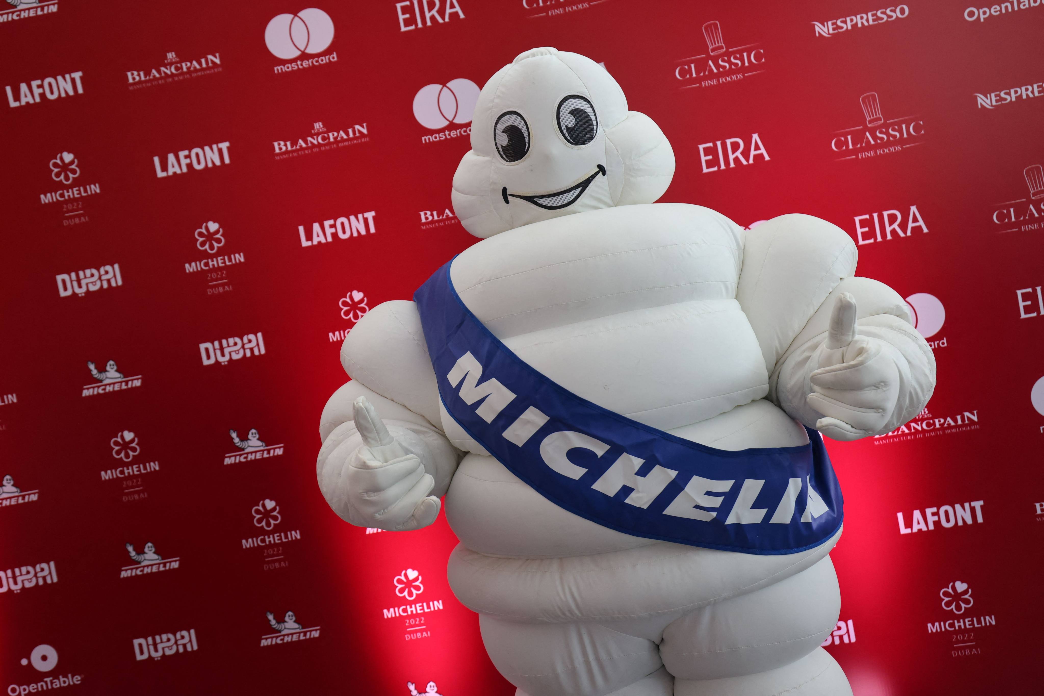 The Michelin Man during the unveiling of the 2022 Michelin Guide Dubai. The  guide and the 50 Best lists involve no objective, measurable criteria – instead, they favour places backed by deep pockets, columnist Andrew Sun argues. Photo: AFP