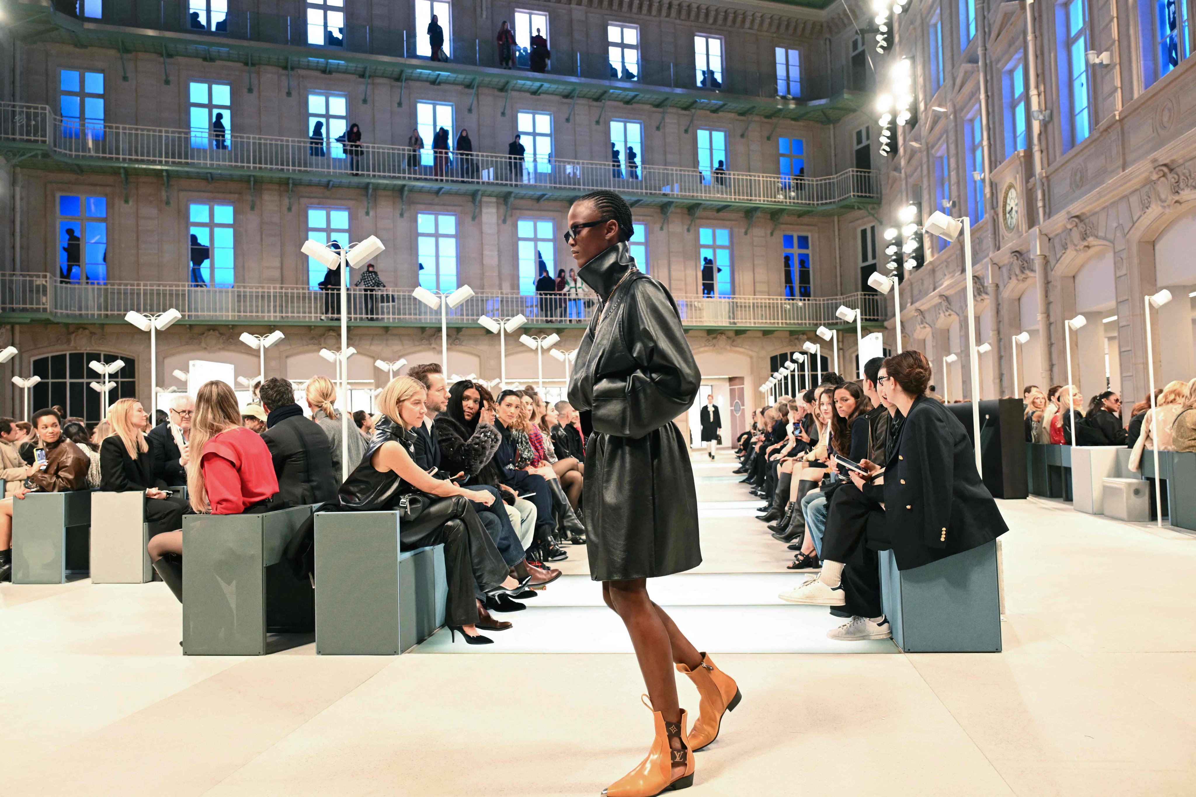 Louis Vuitton’s autumn/winter 2025 show, held in the former office of a railway company near Gare du Nord in Paris, was a homage to train travel. Photo: AFP