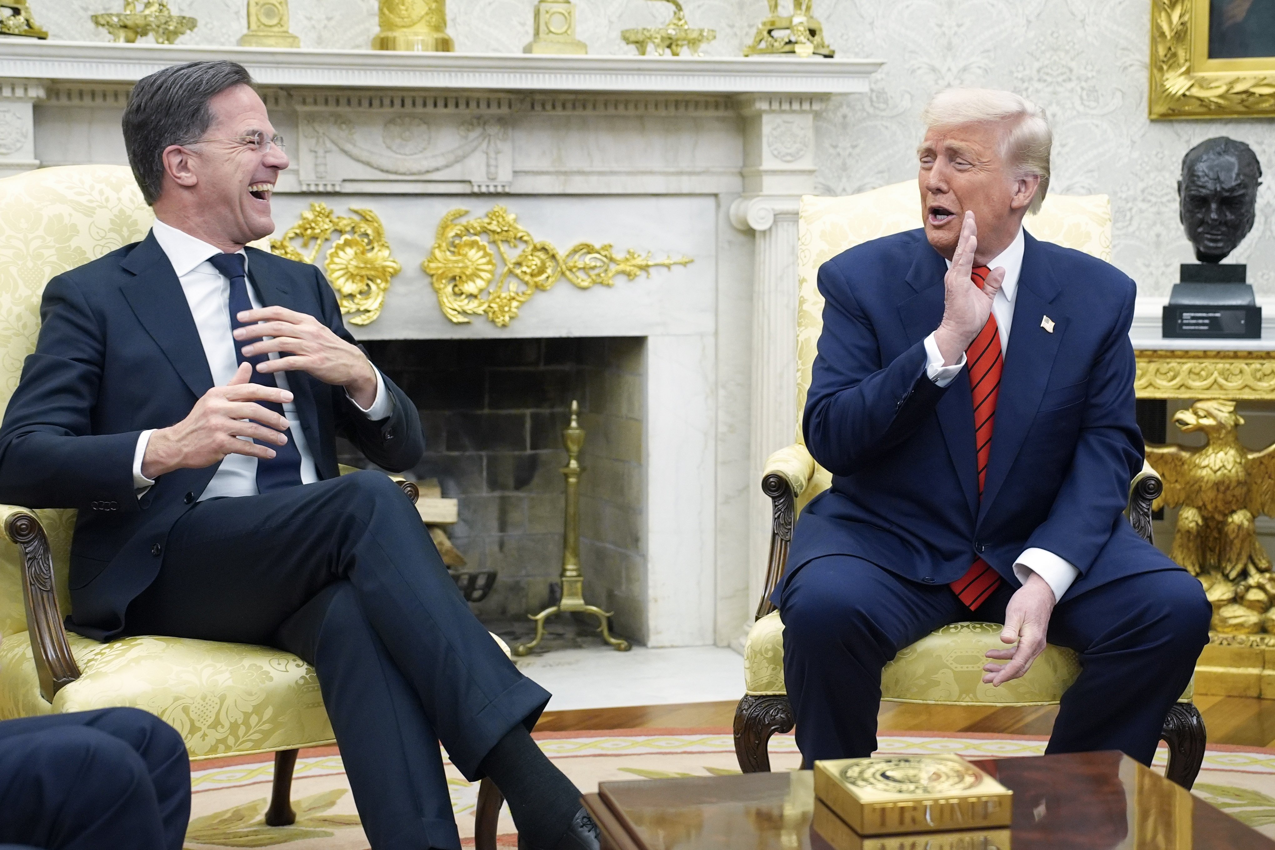 US President Donald Trump (right) meets Nato Secretary General Mark Rutte in the Oval Office on Thursday. Photo: EPA-EFE