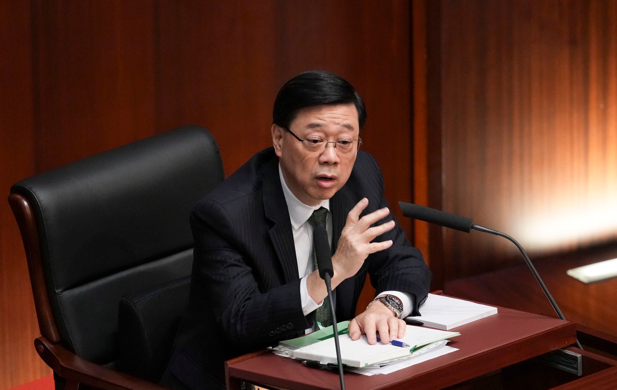 Chief Executive John Lee mentioned the third medical school in his policy address last year. Photo: Elson Li Chief Executive John Lee mentioned the third medical school in his policy address last year. Photo: Elson Li
