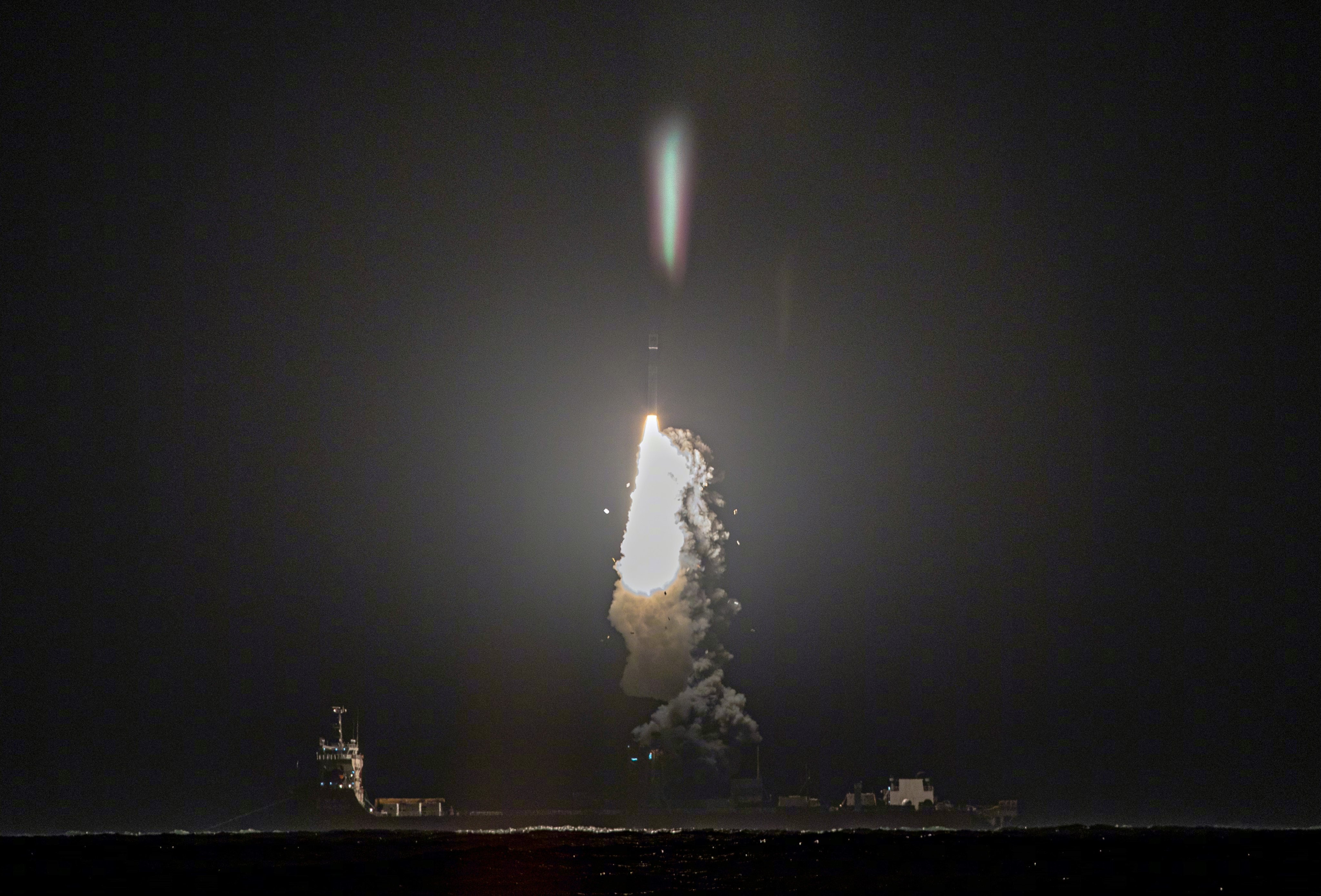 A Shiyan-24C experimental satellite is launched from a sea platform in 2024. The satellite is among those seen “dogfighting in space”, according to the USSF. Photo: Handout