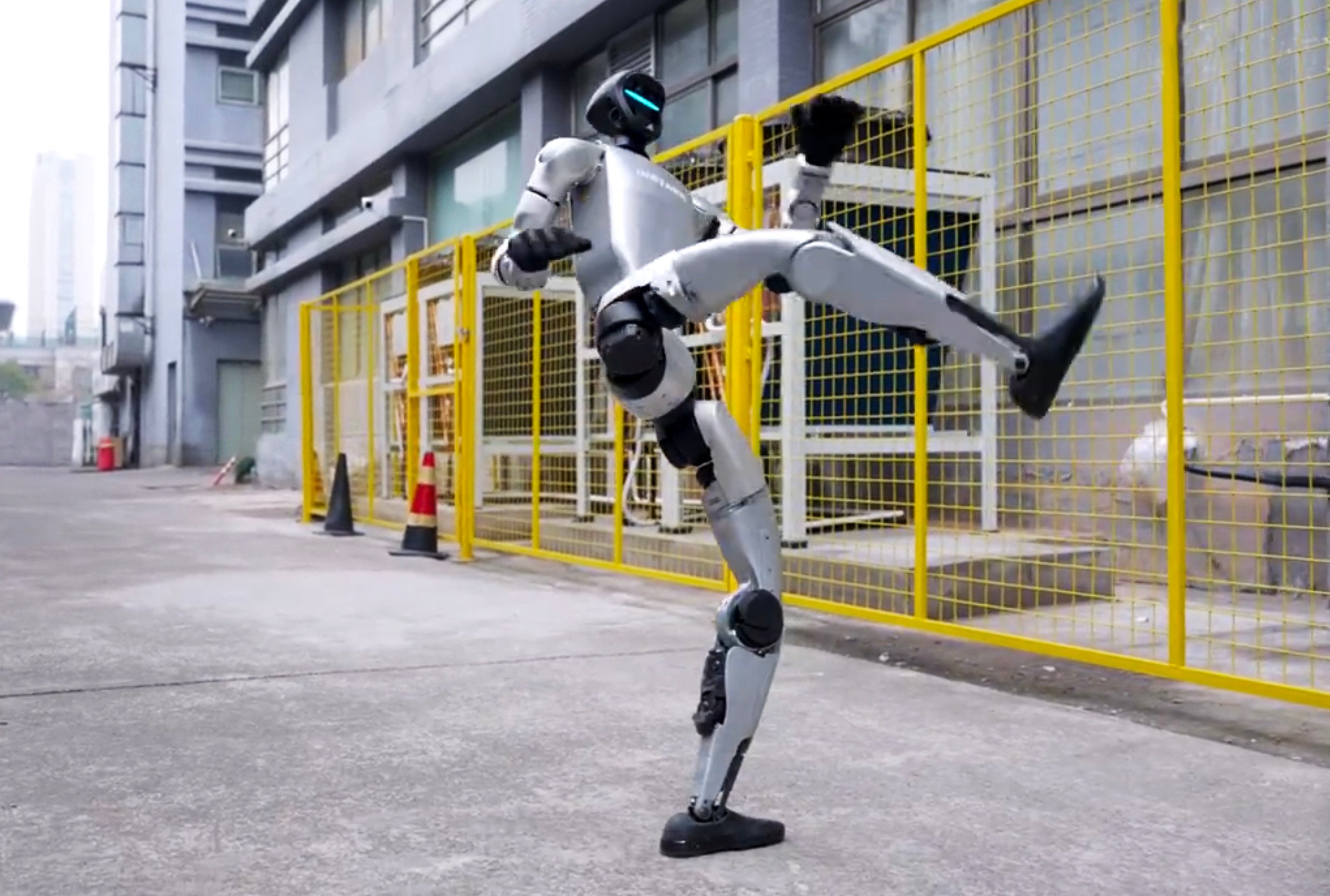 Unitree’s G1 robot performs a series of kung fu kicks in a demo video released in February. Photo: Unitree