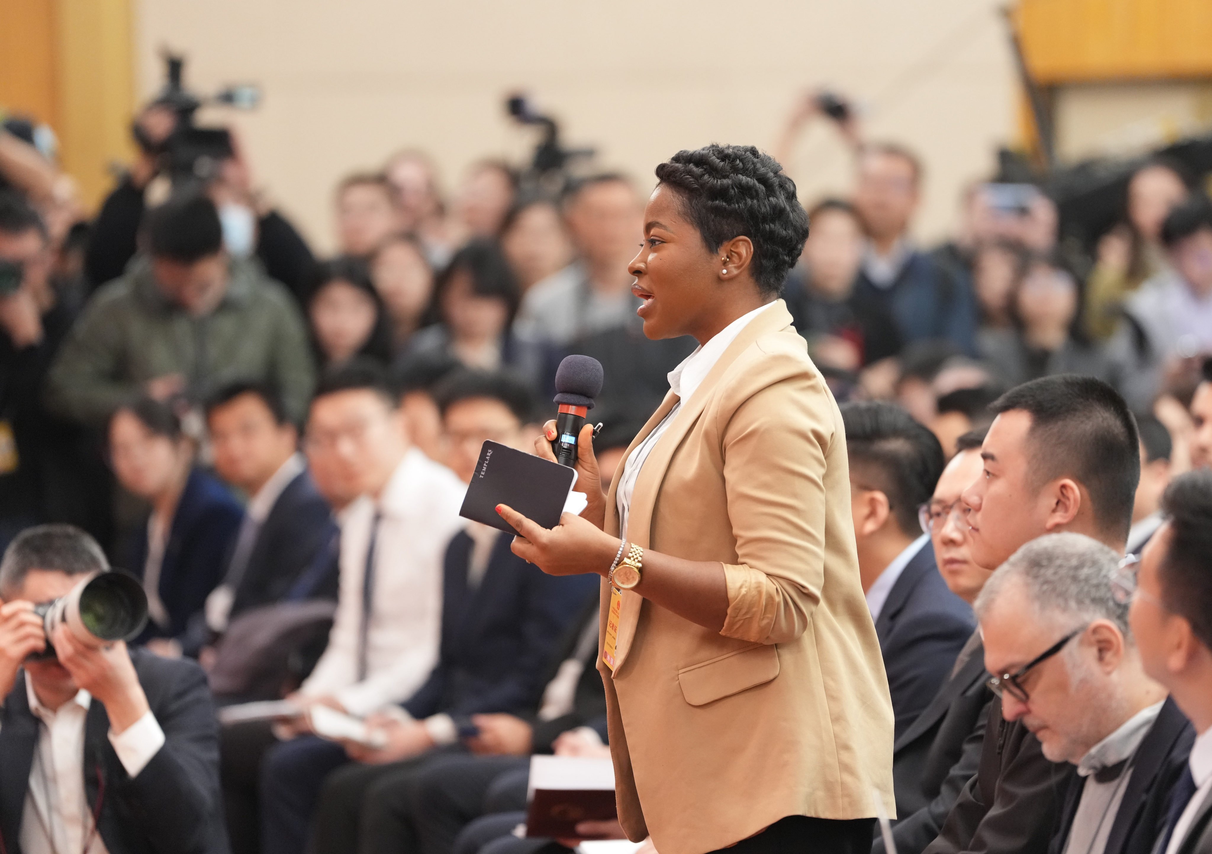 A journalist asks a question at a press conference attended by Chinese Foreign Minister Wang Yi on the sidelines of the National People’s Congress in Beijing on March 7. Photo: Xinhua