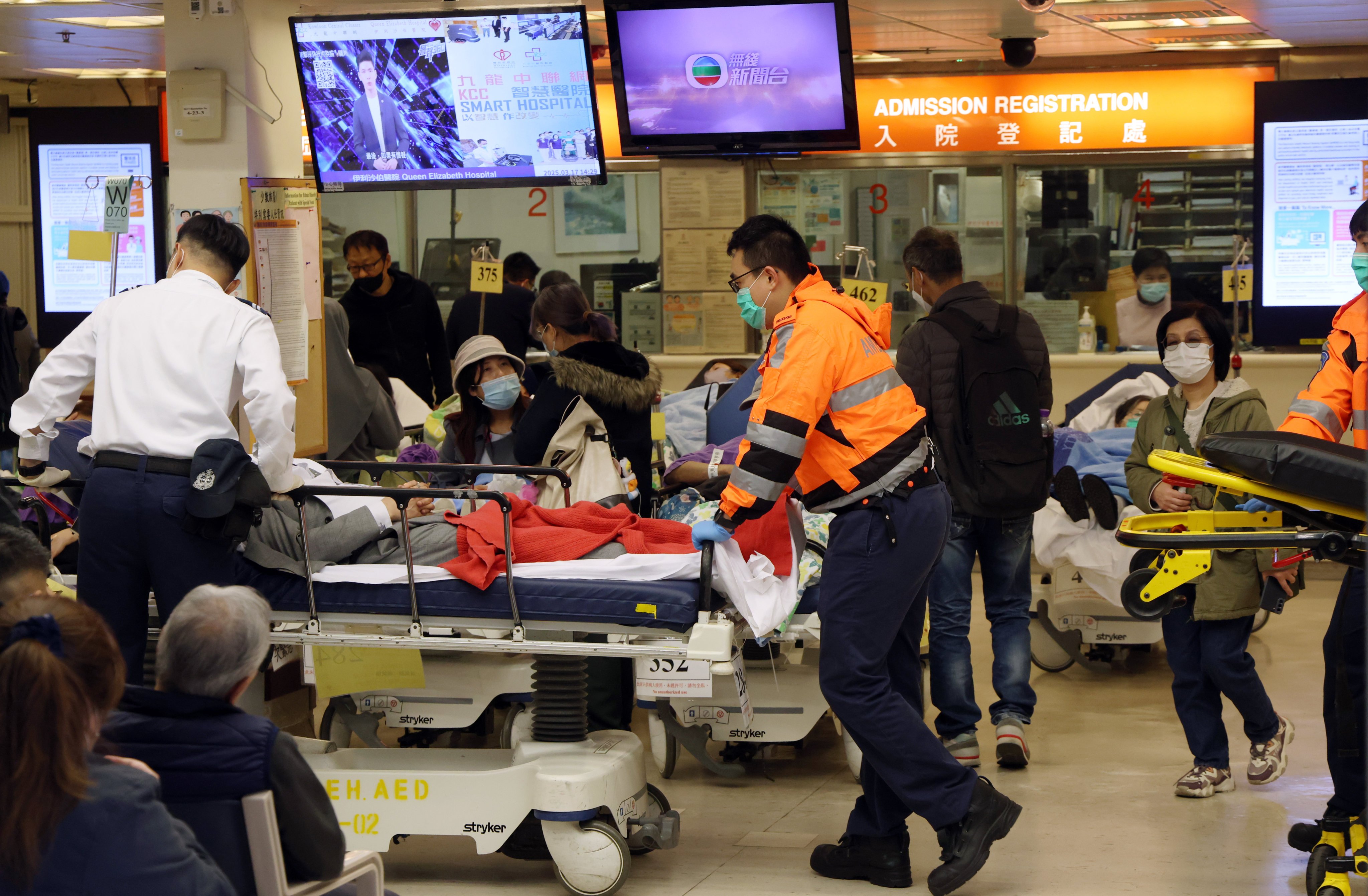 People at the Accident and Emergency Department of Queen Elizabeth Hospital in Jordan on March 17. Photo: Jelly Tse