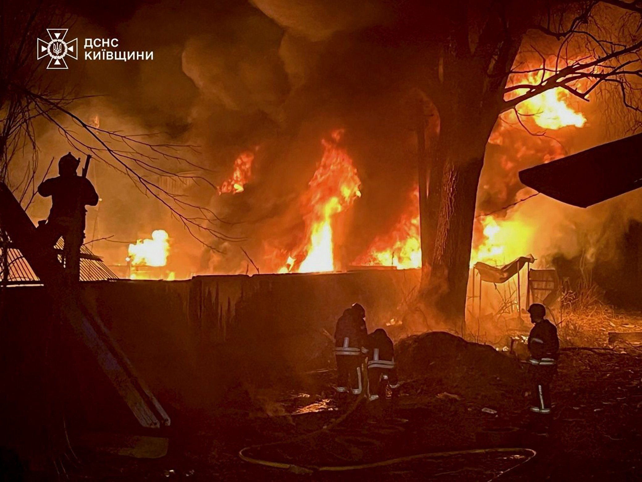 Ukrainian rescuers working at the site of an overnight drone attack in Kyiv, Ukraine, on Sunday. Photo: EPA-EFE