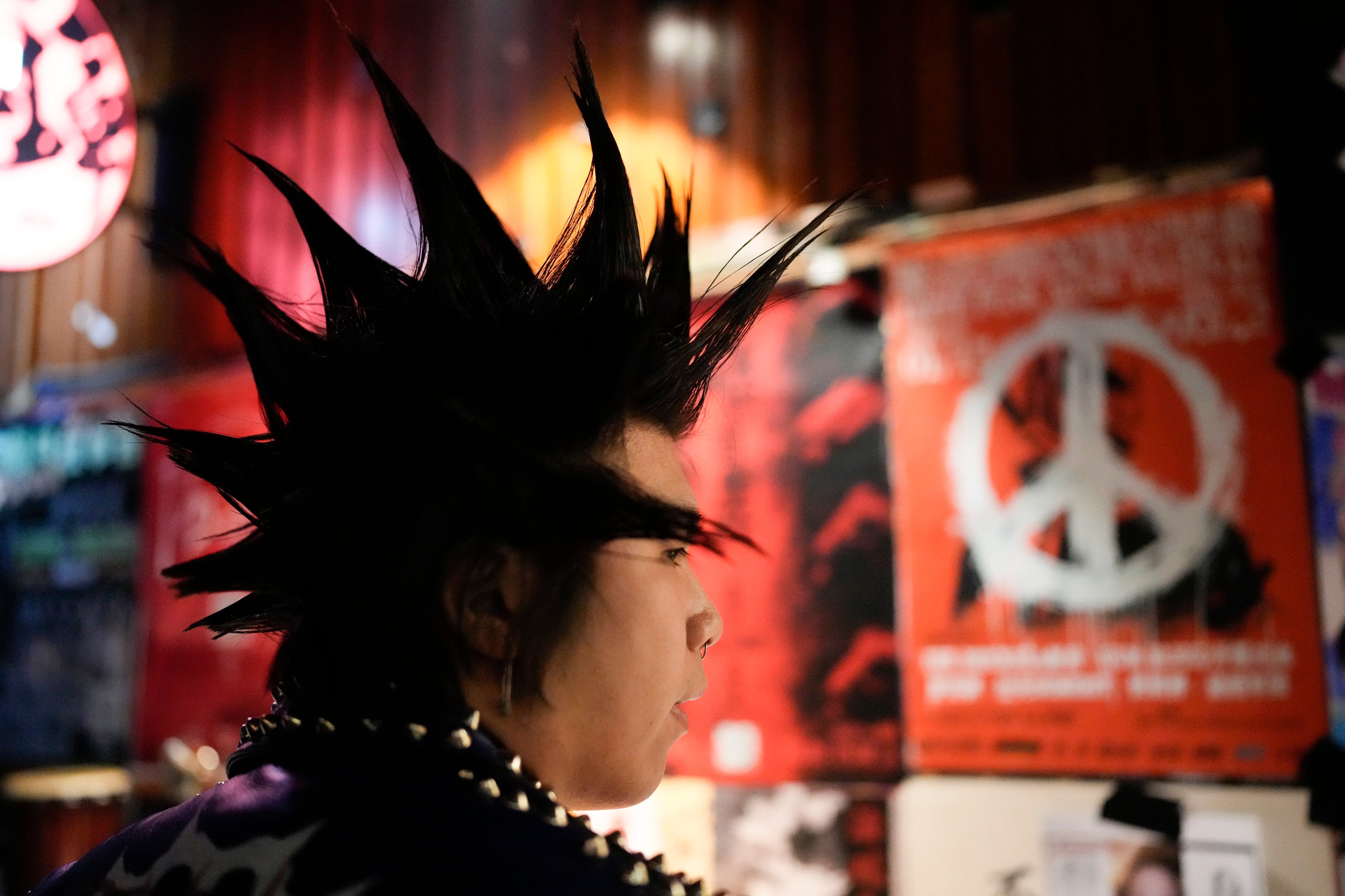 A punk attends a punk festival in Hangzhou, China, Friday, Jan. 17, 2025. (AP Photo/Aaron Favila)