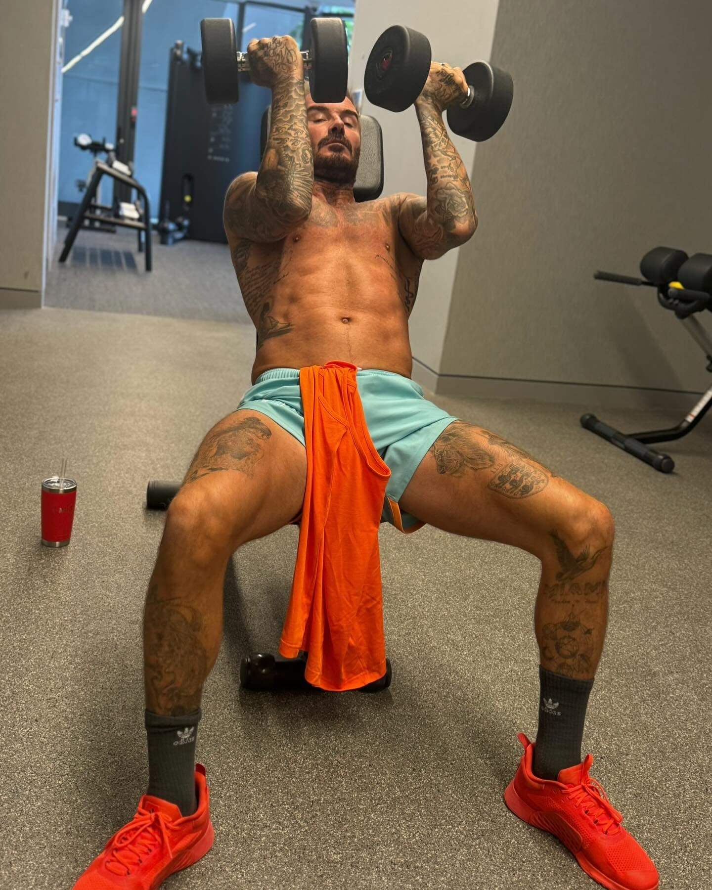 David Beckham says he has “put a bit of meat” on his pecs working out with personal trainer Bobby Rich. Photo: instagram.com/davidbeckham