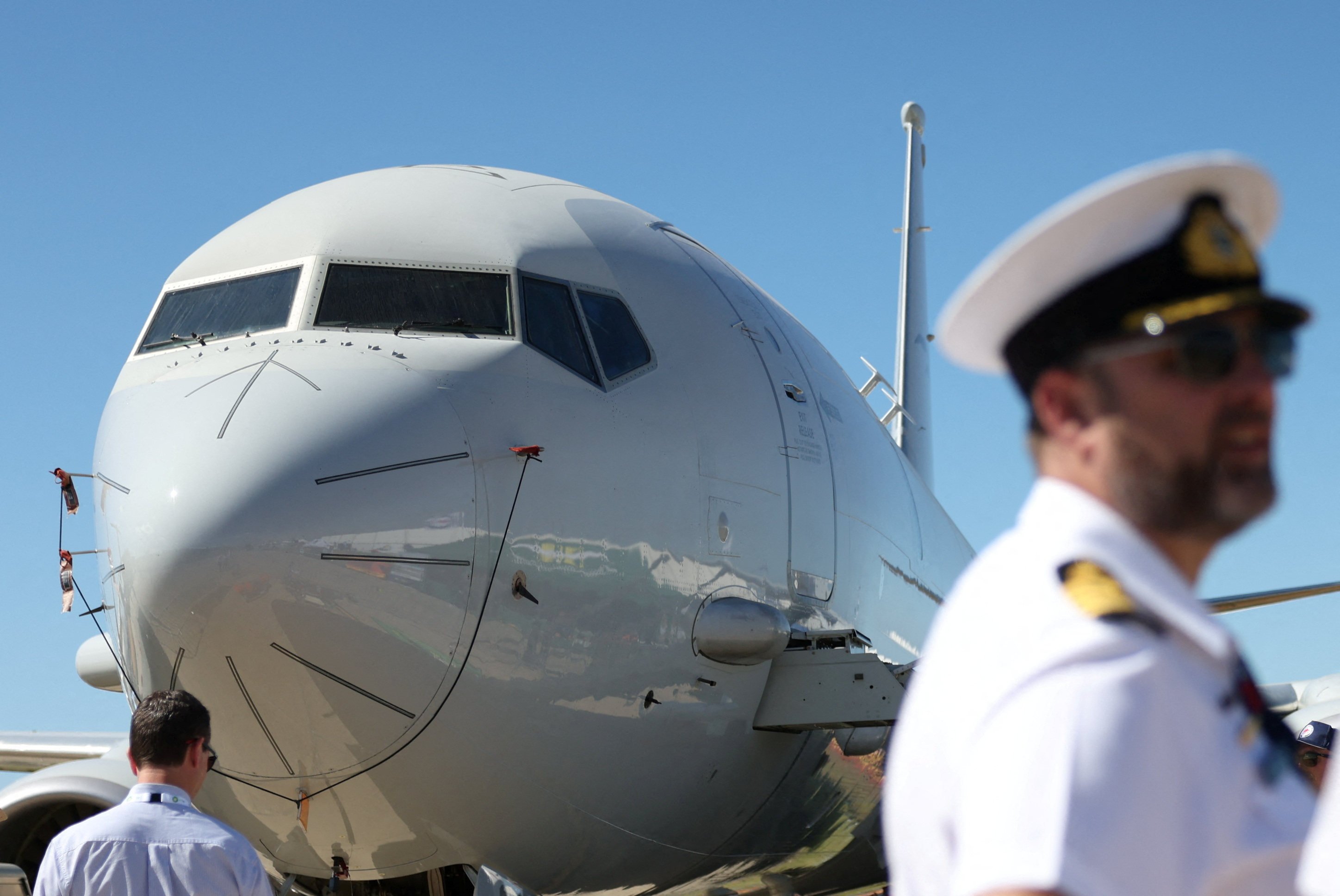 A P-8A Poseidon taxis during the Australian International Airshow in Avalon on Tuesday. Photo: Reuters