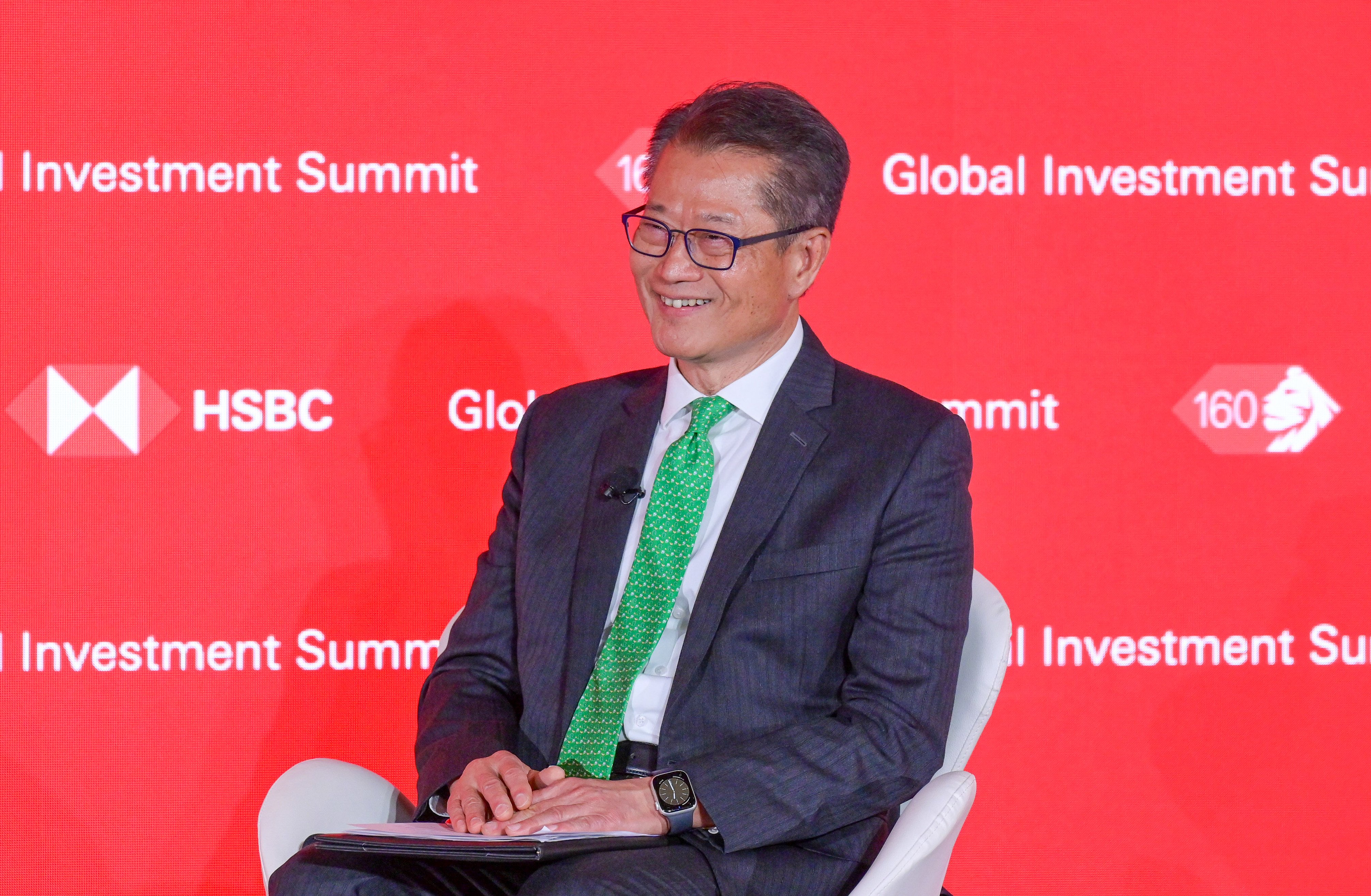 Financial Secretary Paul Chan at the HSBC Global Investment Summit on Tuesday. Photo: ISD