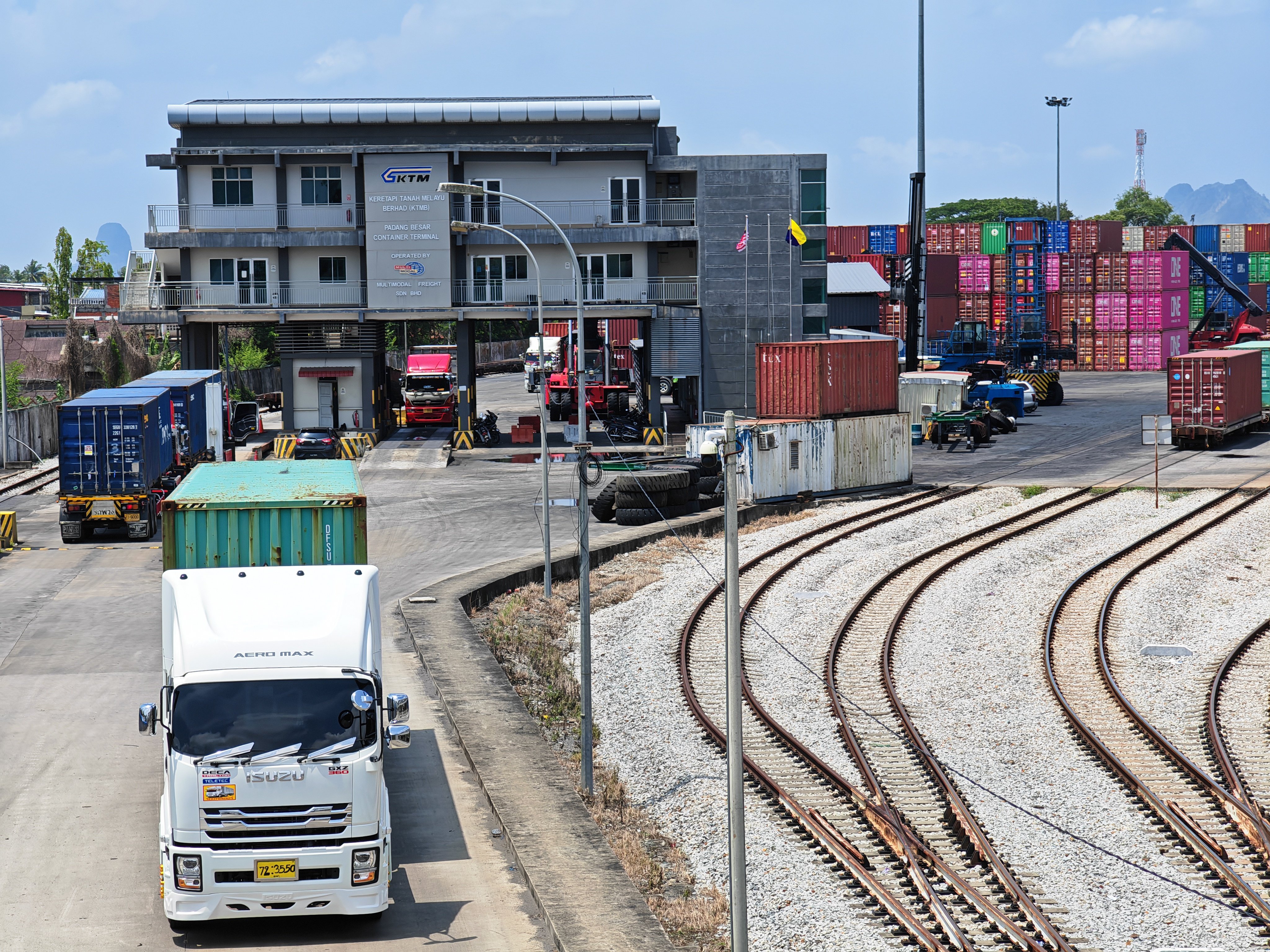 A container truck leaves the Padang Besar Container Terminal in Perlis, Malaysia. The northern state bordering Thailand is a key transit point for exports from the kingdom’s southern provinces. Photo: Joseph Sipalan