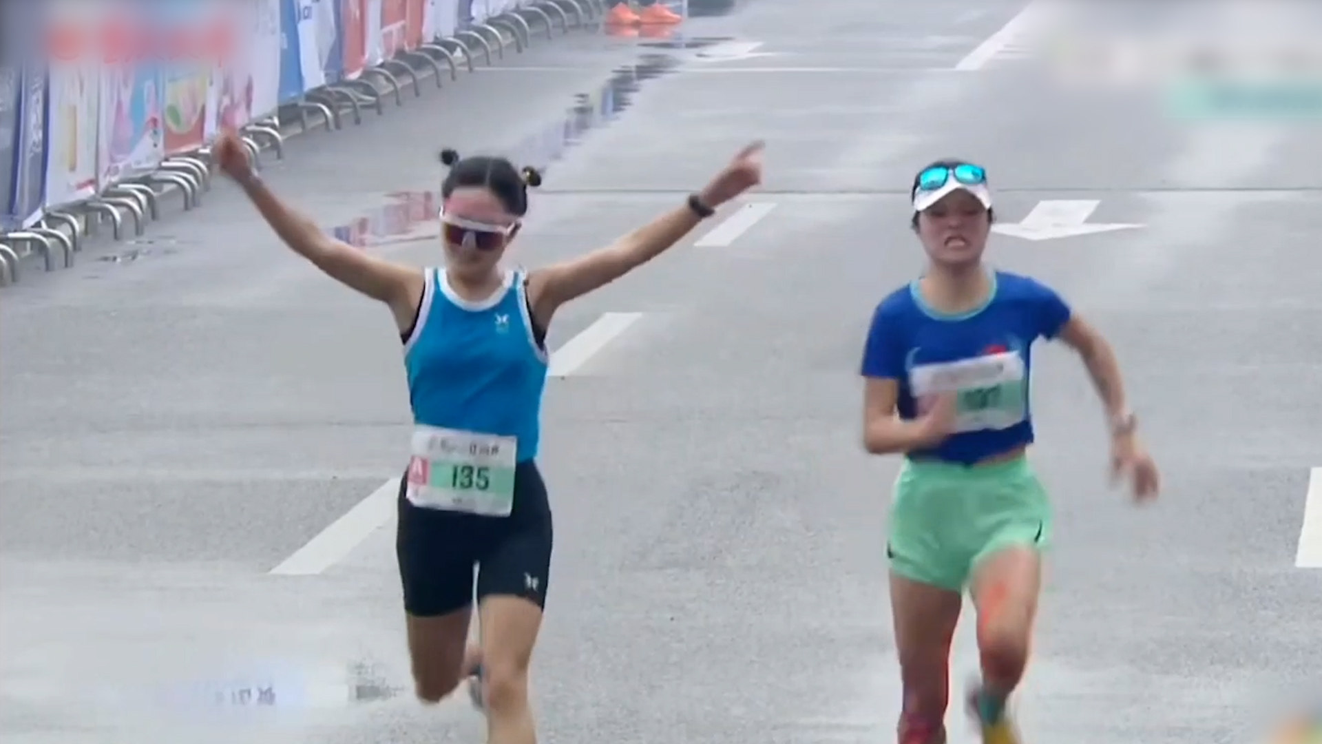Chinese runner loses half-marathon after celebrating too early