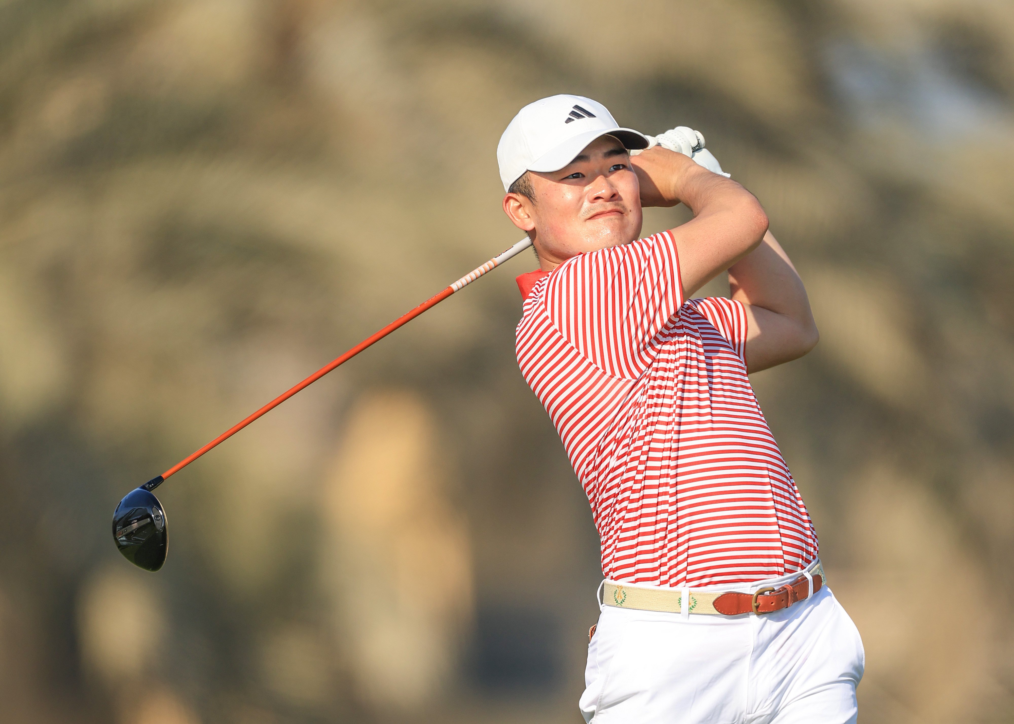 Hiroshi Tai, seen here playing for the Bonalllack Trophy in January in the United Arab Emirates, says he is “definitely enjoying” his first taste of the Masters. Photo: Getty Images