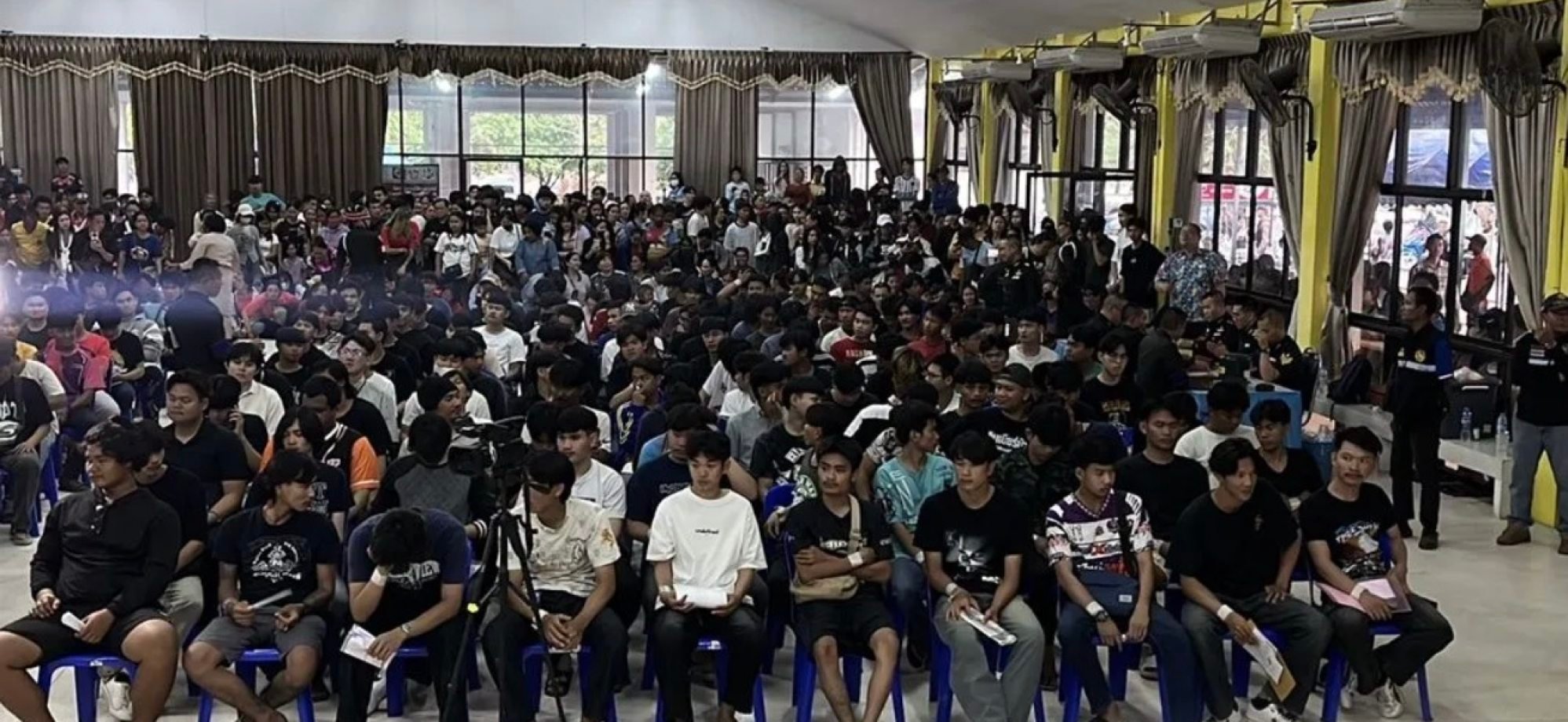 Thailand’s yearly conscription lottery sees young citizens draw lots for military service. Photo: Weixin Thailand’s yearly conscription lottery sees young citizens draw lots for military service. Photo: Weixin