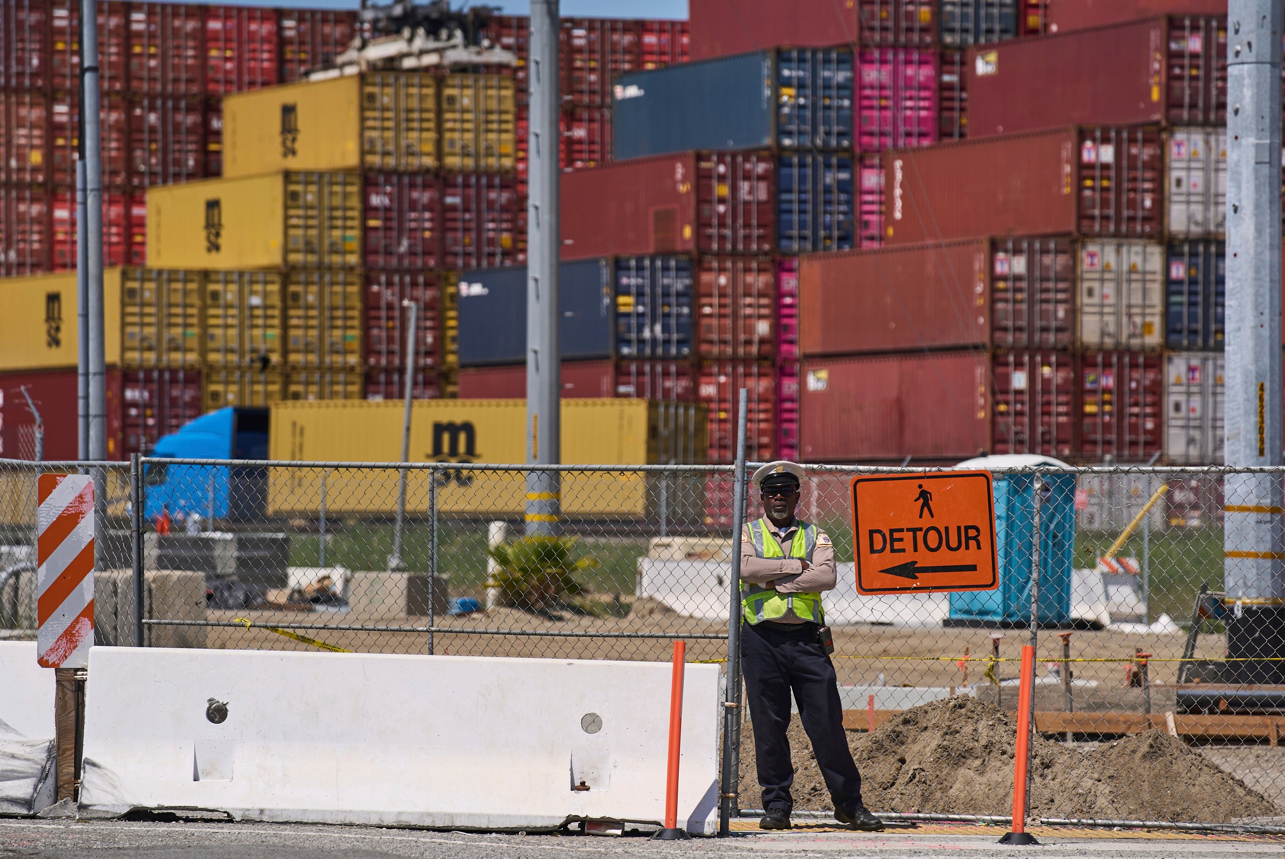 A transit officer at the port of Los Angeles. Photo: AP
