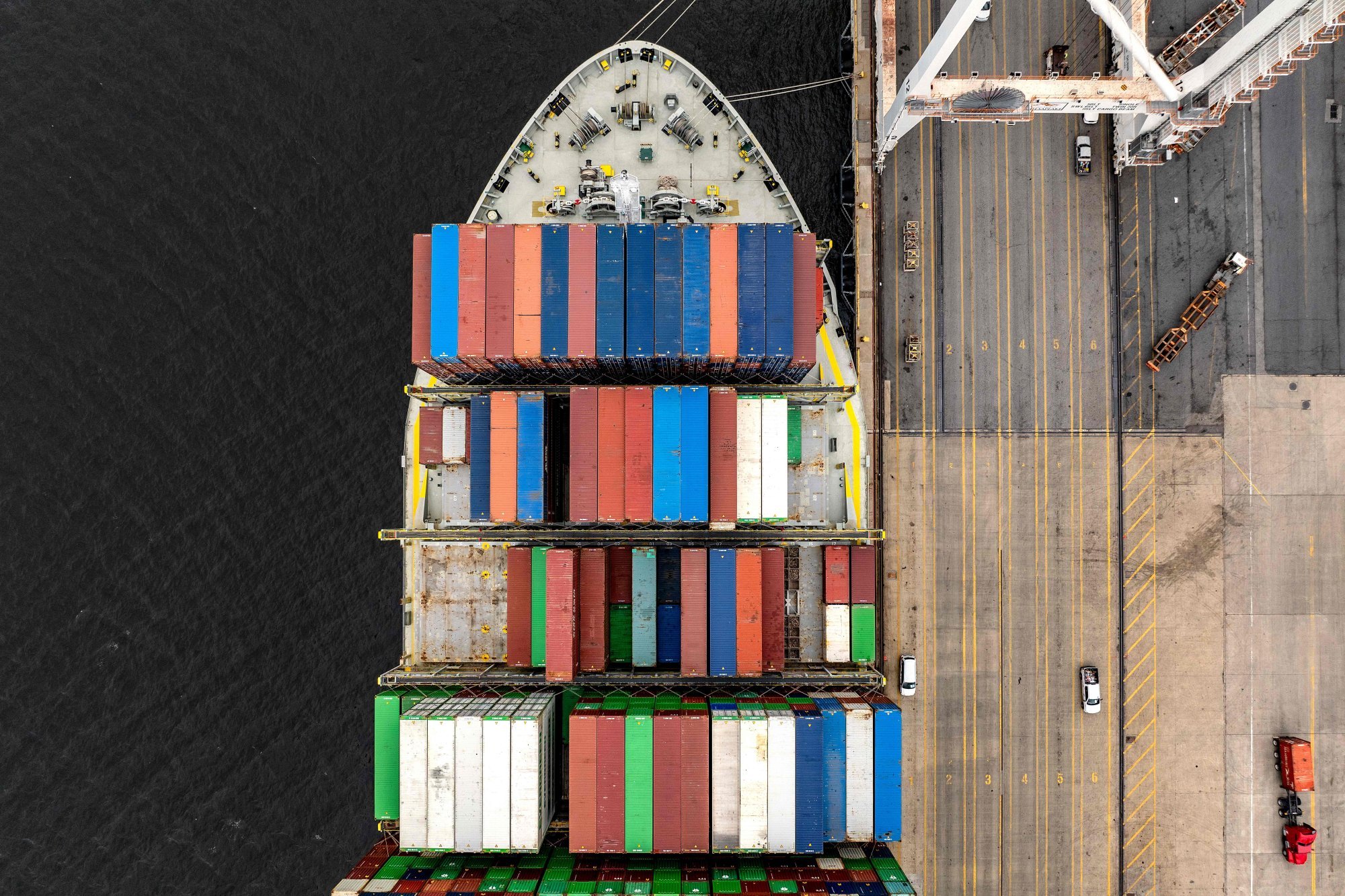A cargo ship at a pier at the Port of Baltimore in Maryland on Thursday. Photo: AFP