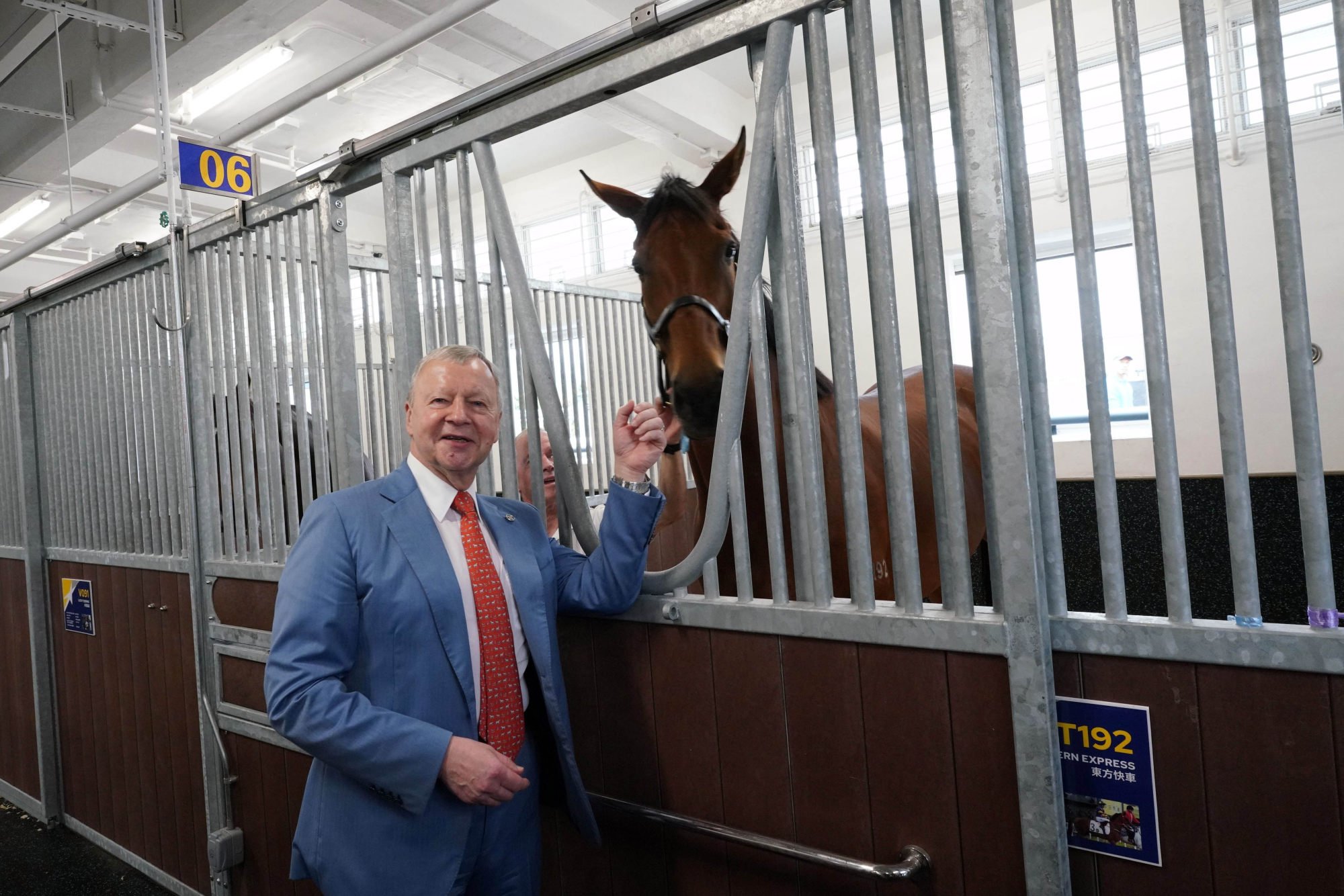 Jockey Club chief executive Winfried Engelbrecht-Bresges visits the refurbished Racing Talent Training Centre training stable.