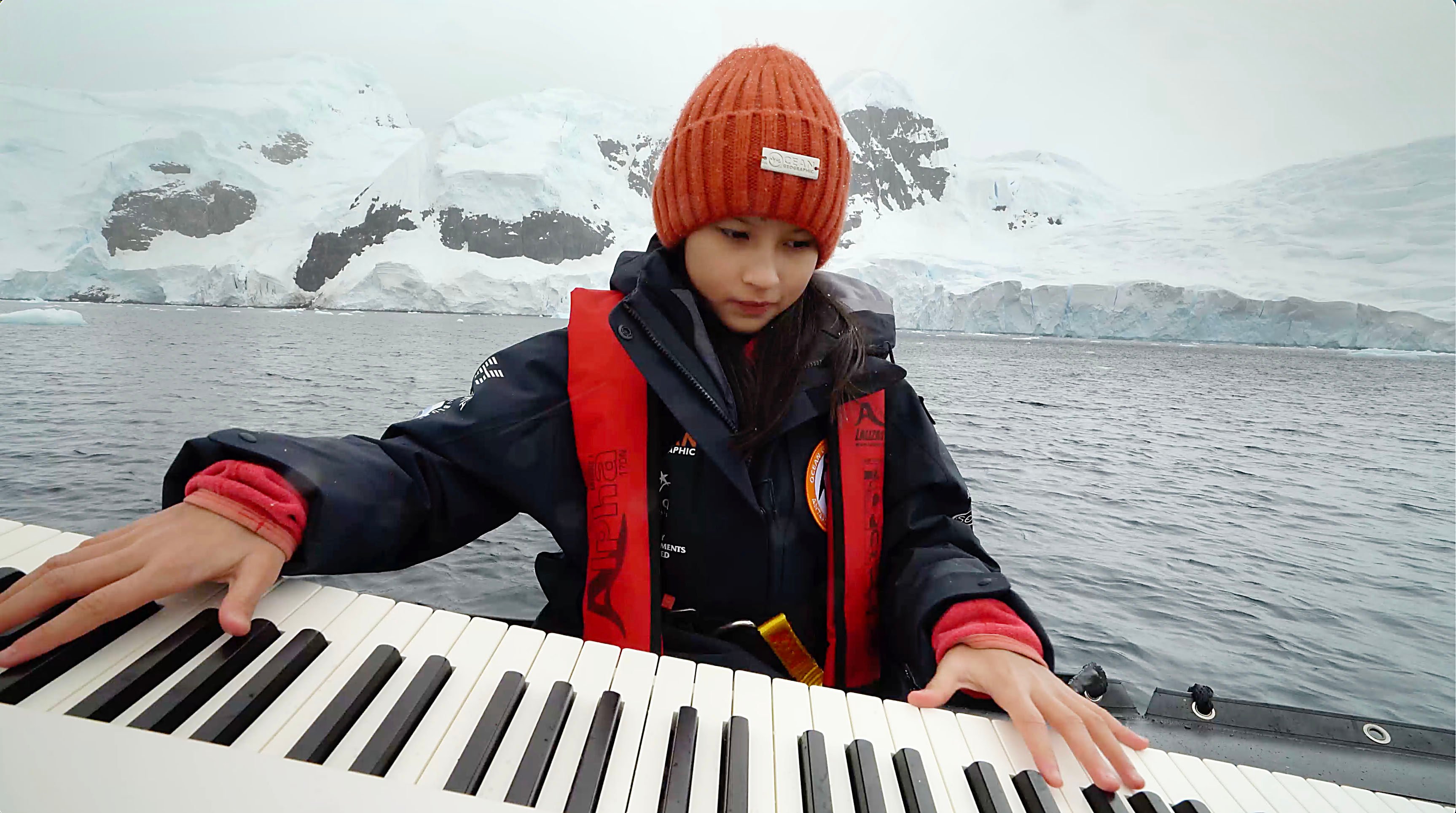 Teen pianist Hillary O’Sullivan uses her music to highlight the impact of climate change in Antarctica and beyond. Photo: Handout