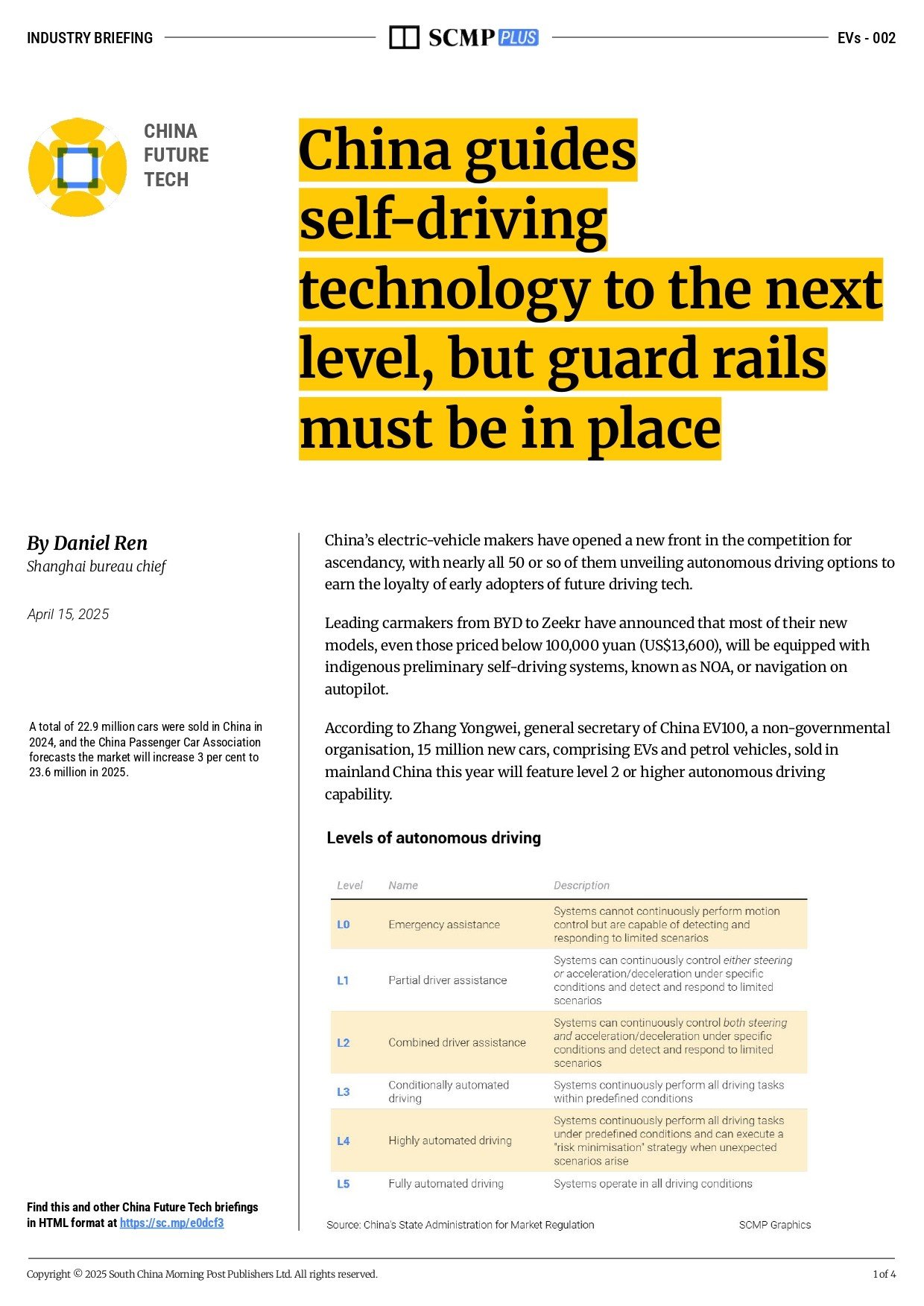 China steers self-driving technology to new heights