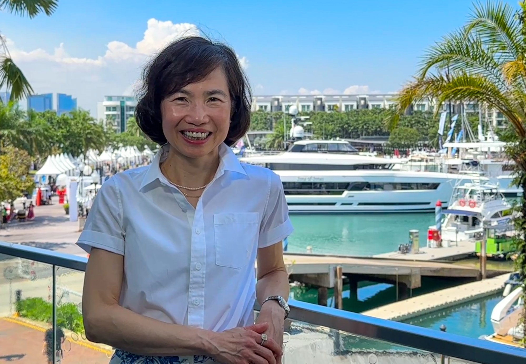 Cissy Chan, commercial executive director of Airport Authority Hong Kong, pictured at the Singapore Yachting Festival on April 10, 2025. Photo: Aileen Chuang Cissy Chan, commercial executive director of Airport Authority Hong Kong, pictured at the Singapore Yachting Festival on April 10, 2025. Photo: Aileen Chuang