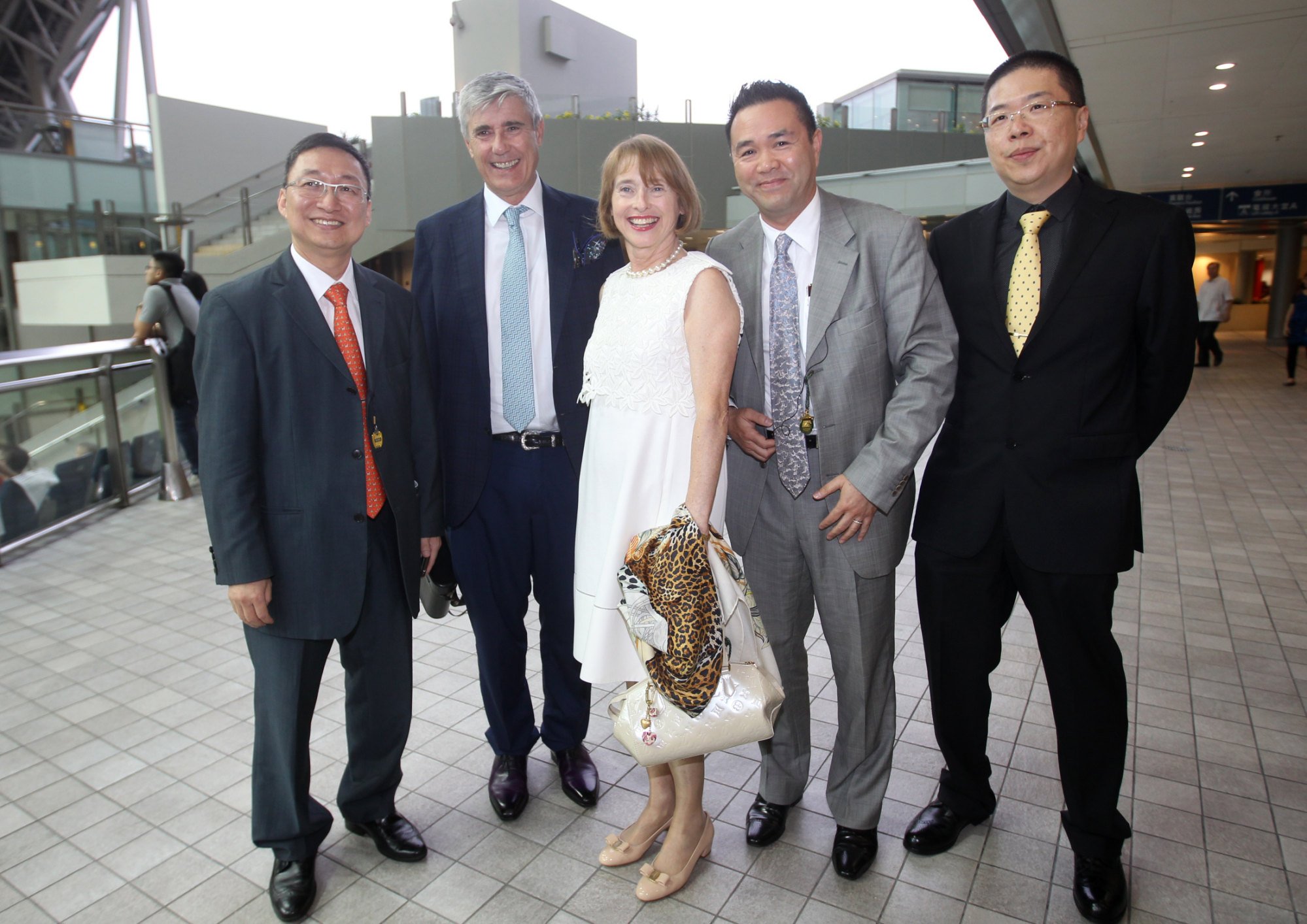 Gai Waterhouse (middle) at Sha Tin racecourse in 2014. Photo: Kenneth Chan