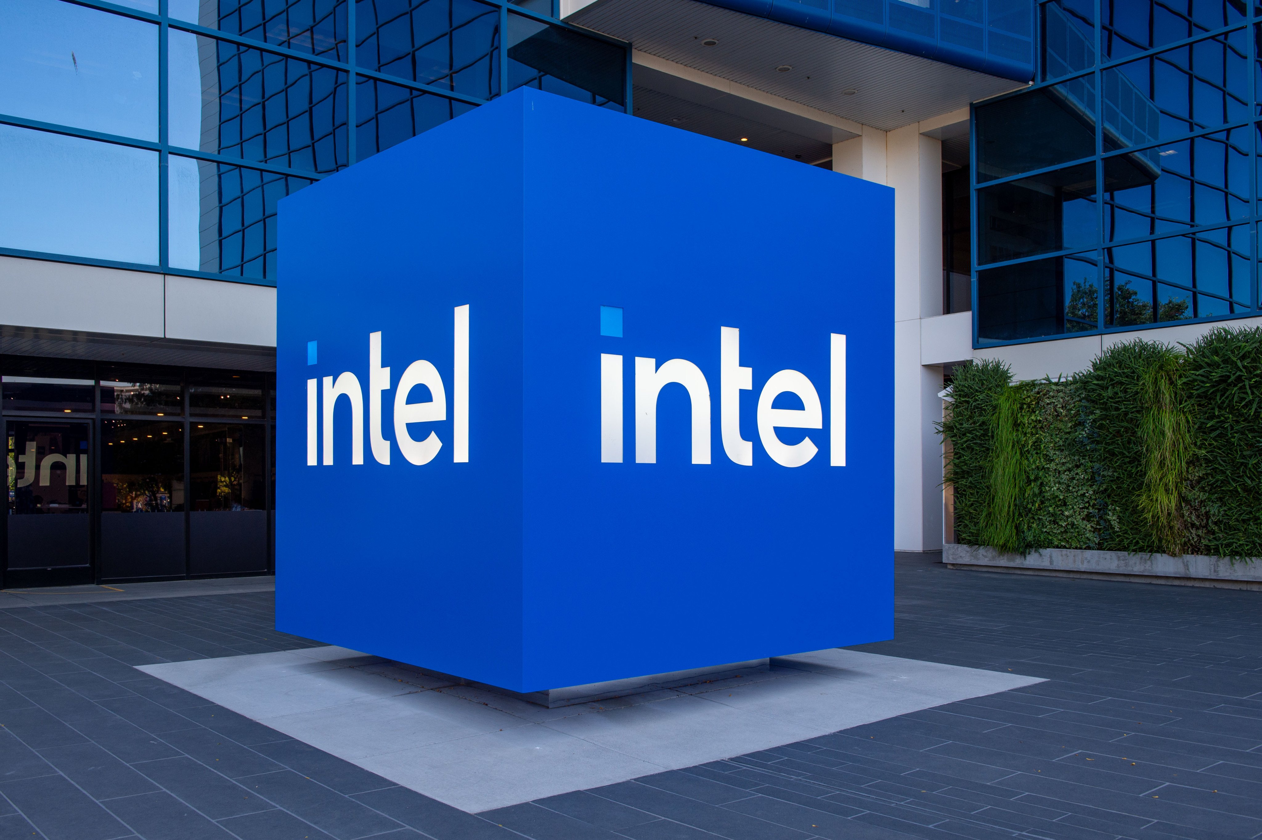 The Intel logo seen outside company headquarters in Santa Clara, California, October 2, 2024. Photo: dpa