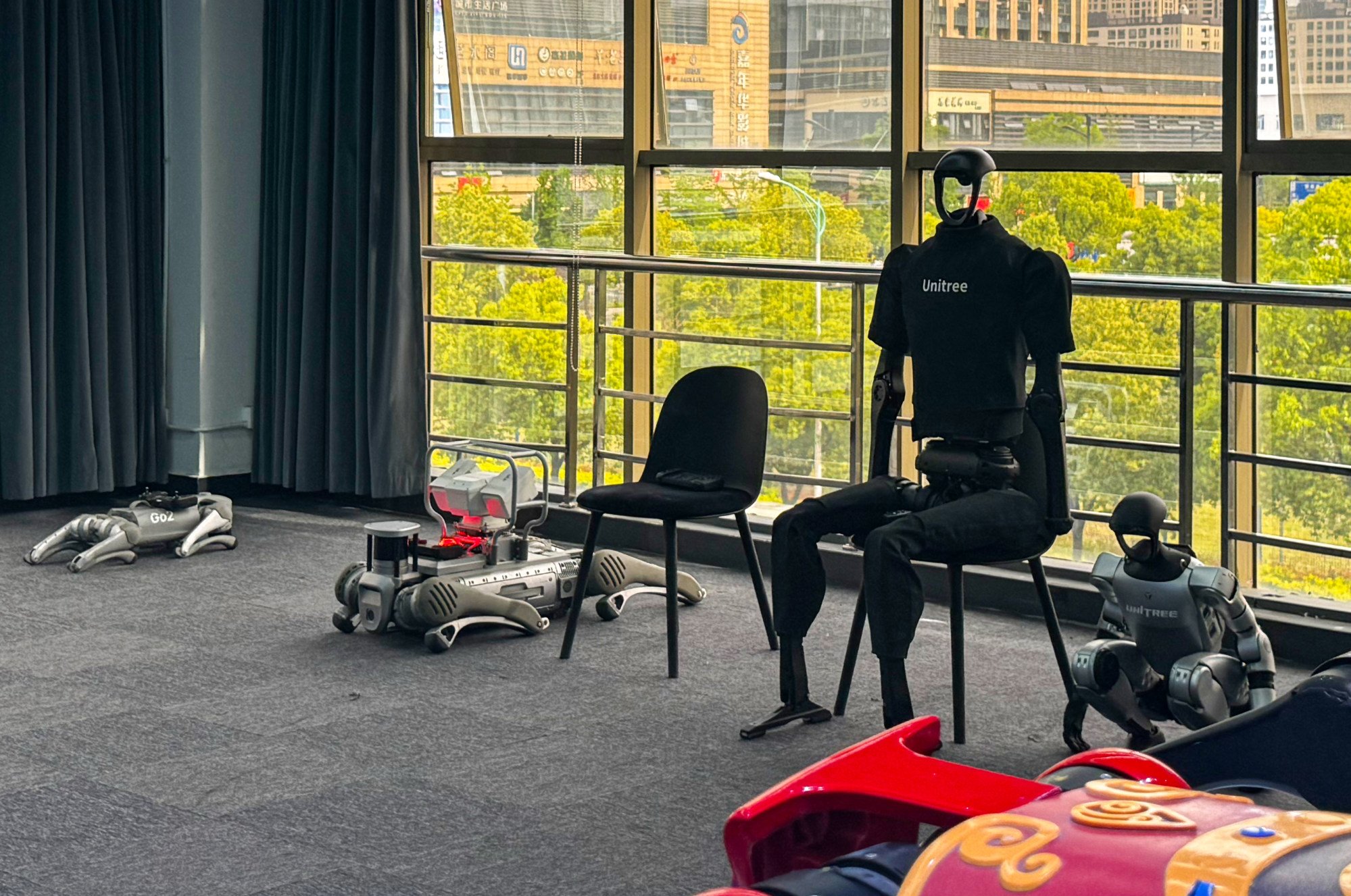 Humanoid robots and robotic dogs “rest” in a showroom at Unitree’s Hangzhou headquarters. Photo: Wency Chen Humanoid robots and robotic dogs “rest” in a showroom at Unitree’s Hangzhou headquarters. Photo: Wency Chen