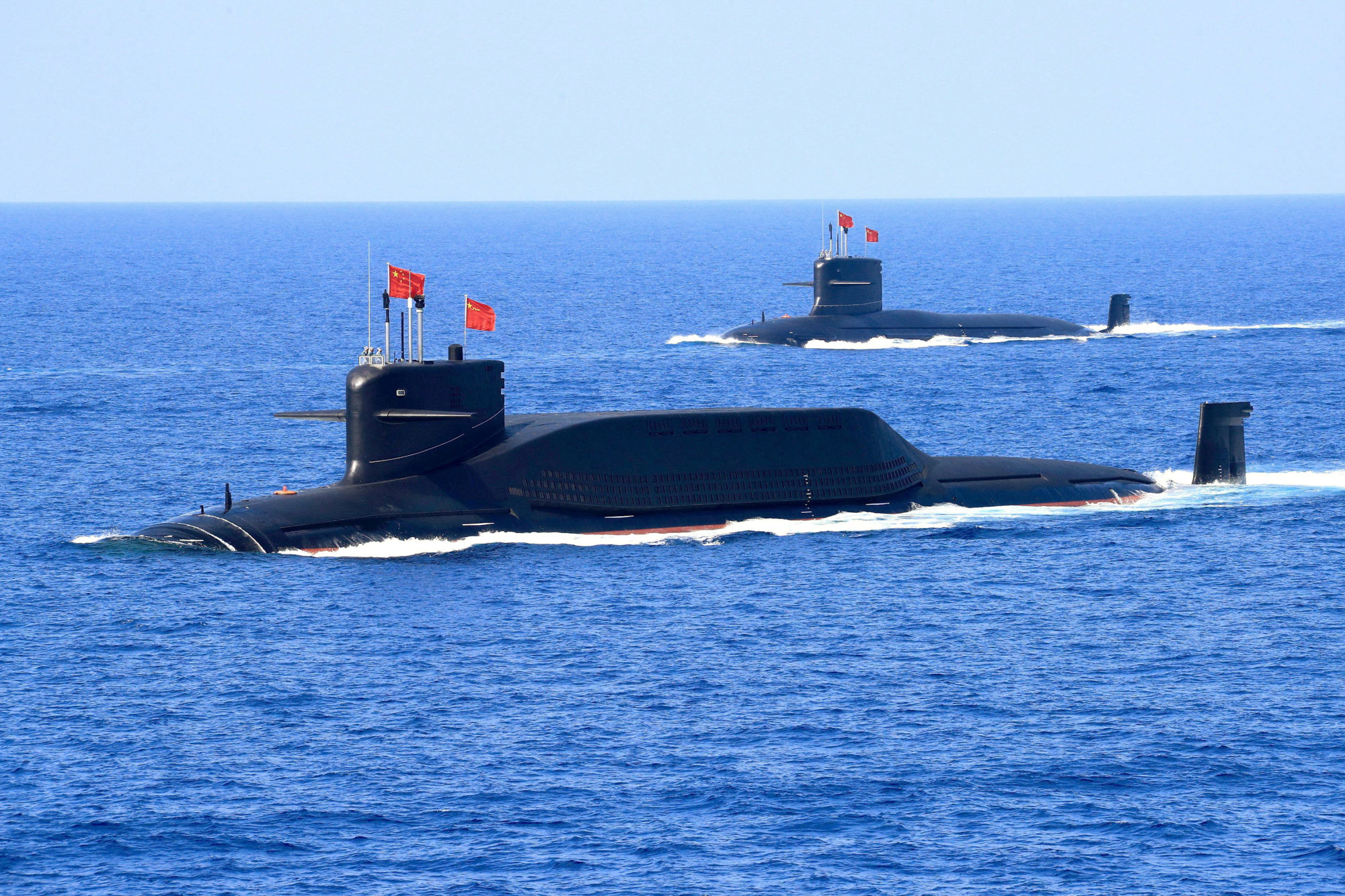A nuclear-powered Type 094A Jin-class ballistic missile submarine of the Chinese People’s Liberation Army (PLA) Navy is seen during a military display in the South China Sea. Photo: CHINA OUT A nuclear-powered Type 094A Jin-class ballistic missile submarine of the Chinese People’s Liberation Army (PLA) Navy is seen during a military display in the South China Sea. Photo: CHINA OUT