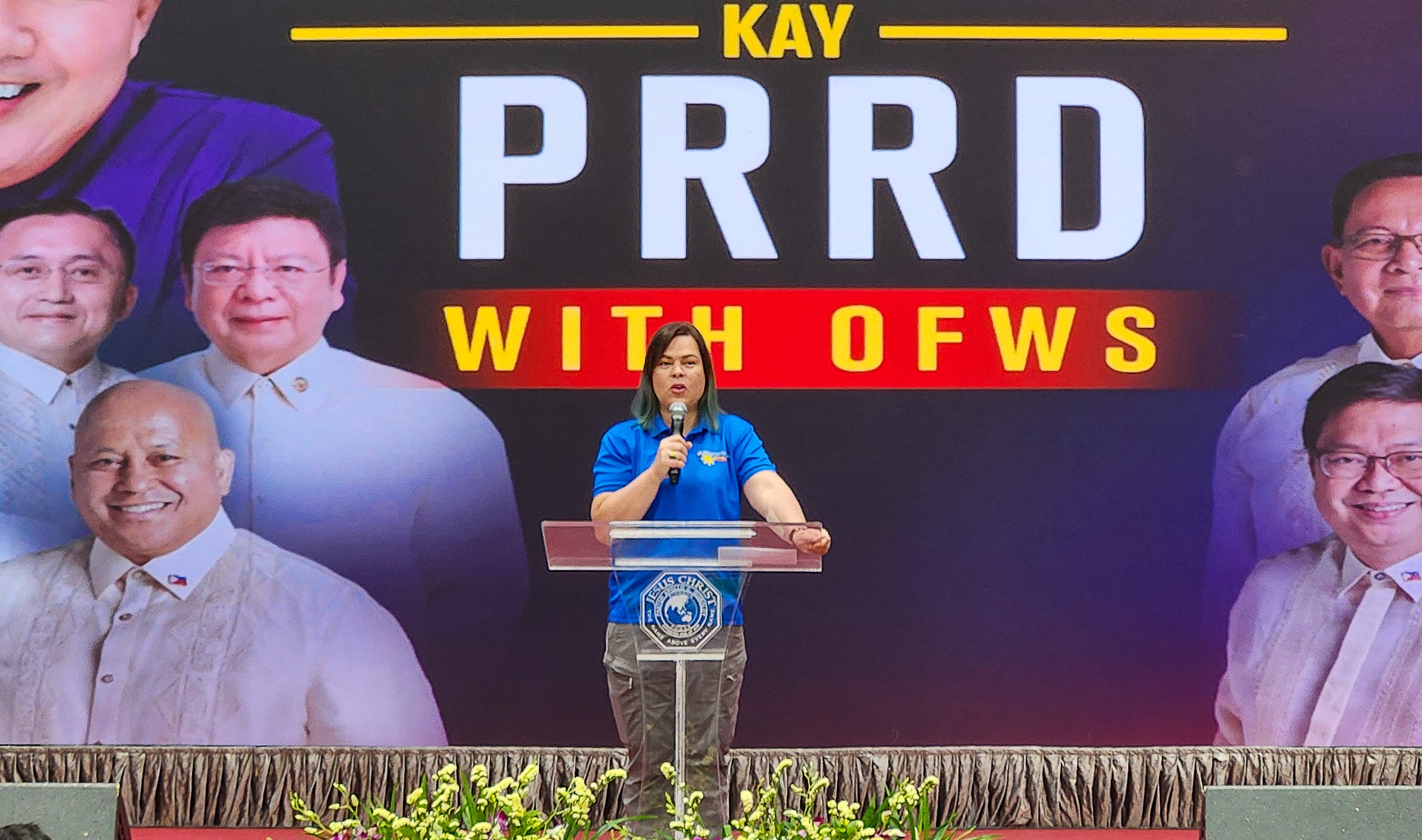 Philippine Vice-President Sara Duterte-Carpio speaks to overseas Filipino workers at an event in Hong Kong on March 9. Photo: Harvey Kong