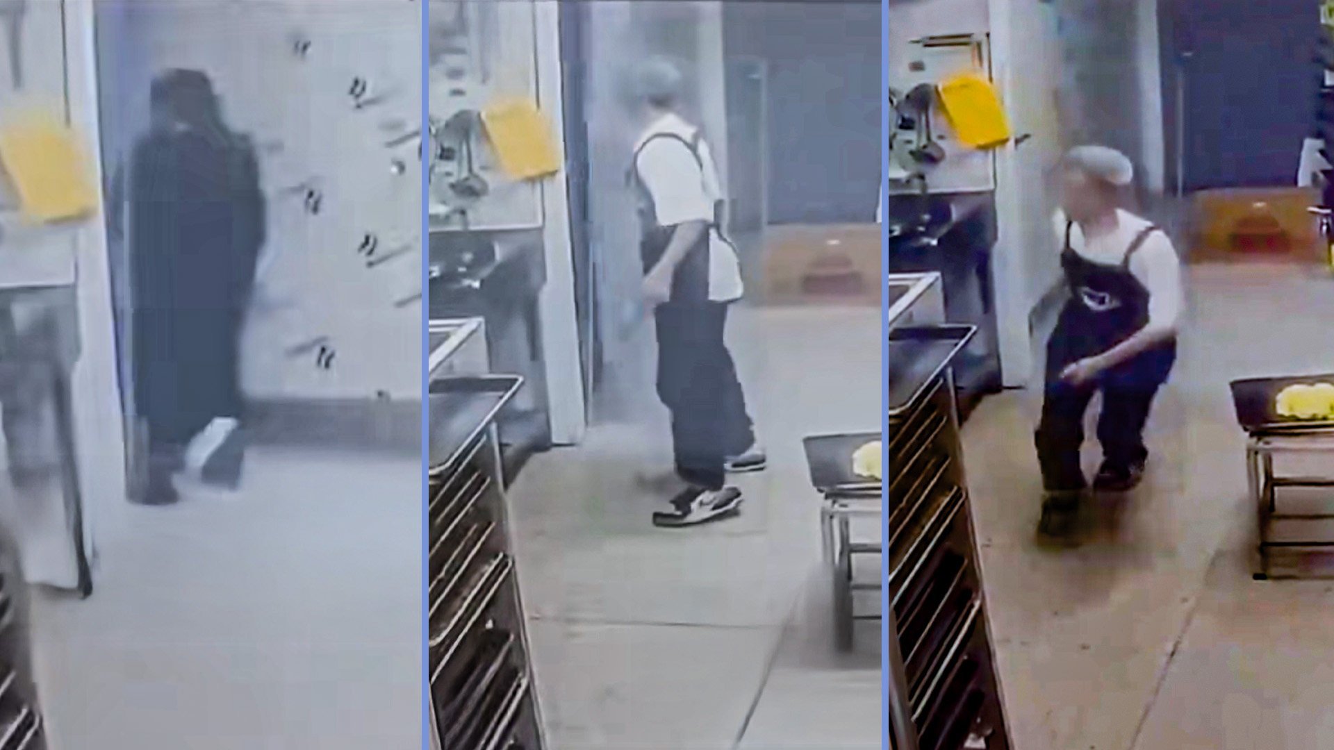 A Chinese prankster locked a colleague in a freezer room and was filmed smirking as the woman pleaded for help. Photo: SCMP composite/Douyin