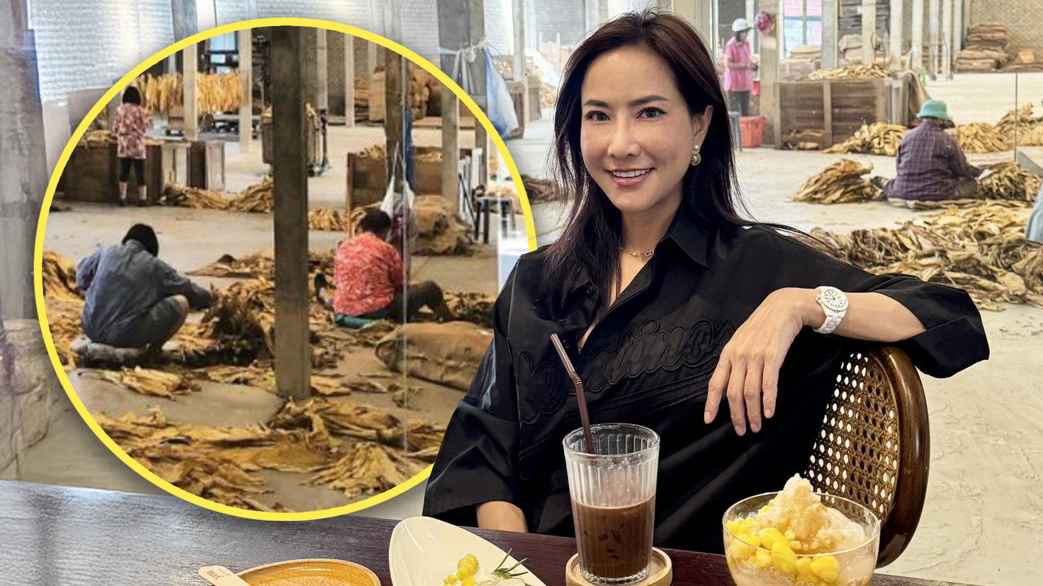 A politician in Thailand has been accused of promoting a “human zoo” after posting a photograph of herself online in which she is looking at factory workers on the job through a floor-to-ceiling café window. Photo: SCMP composite/Facebook/X
