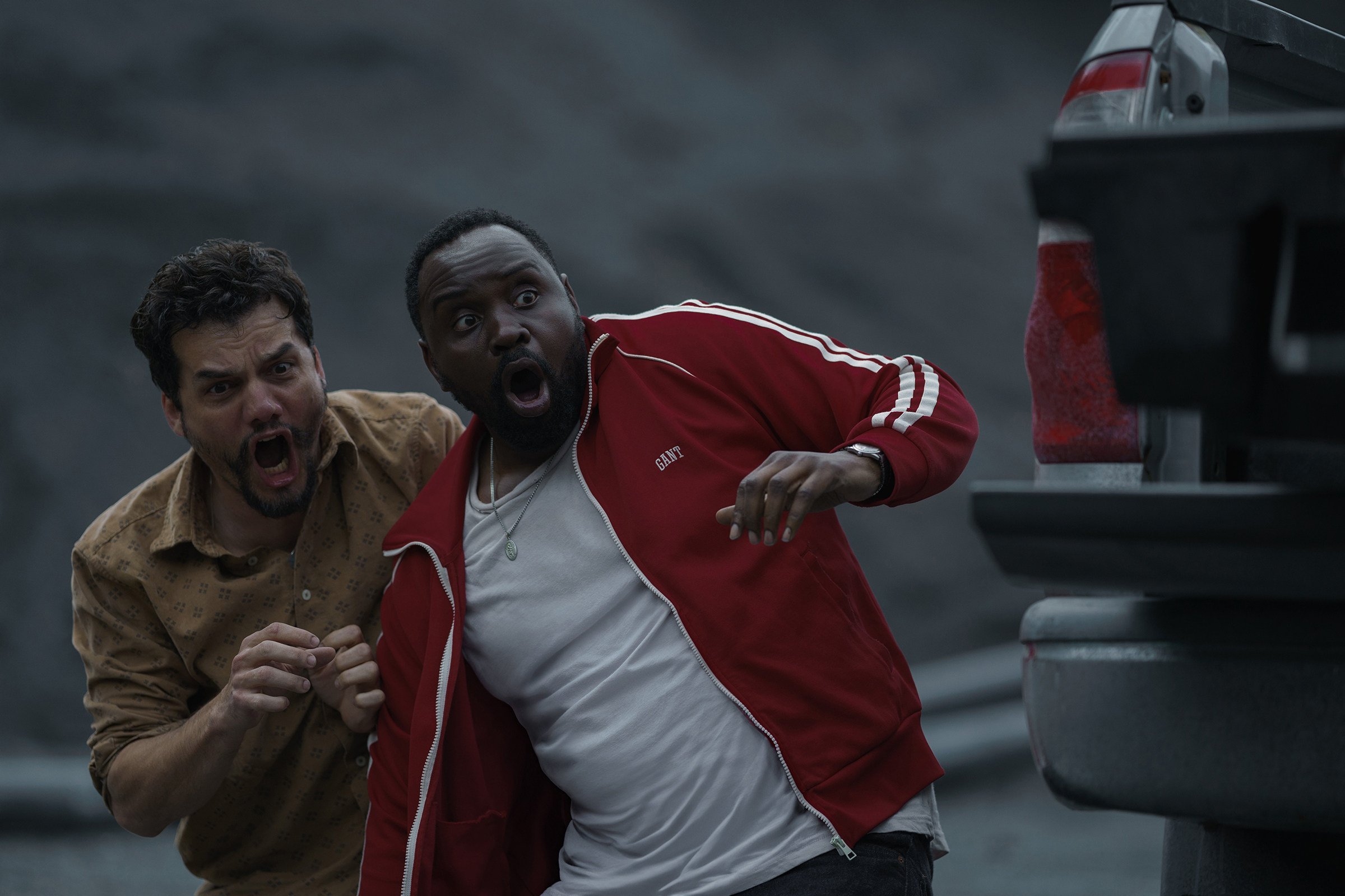 Wagner Moura and Brian Tyree Henry in a still from Dope Thief. Photo: Apple TV+/TNS