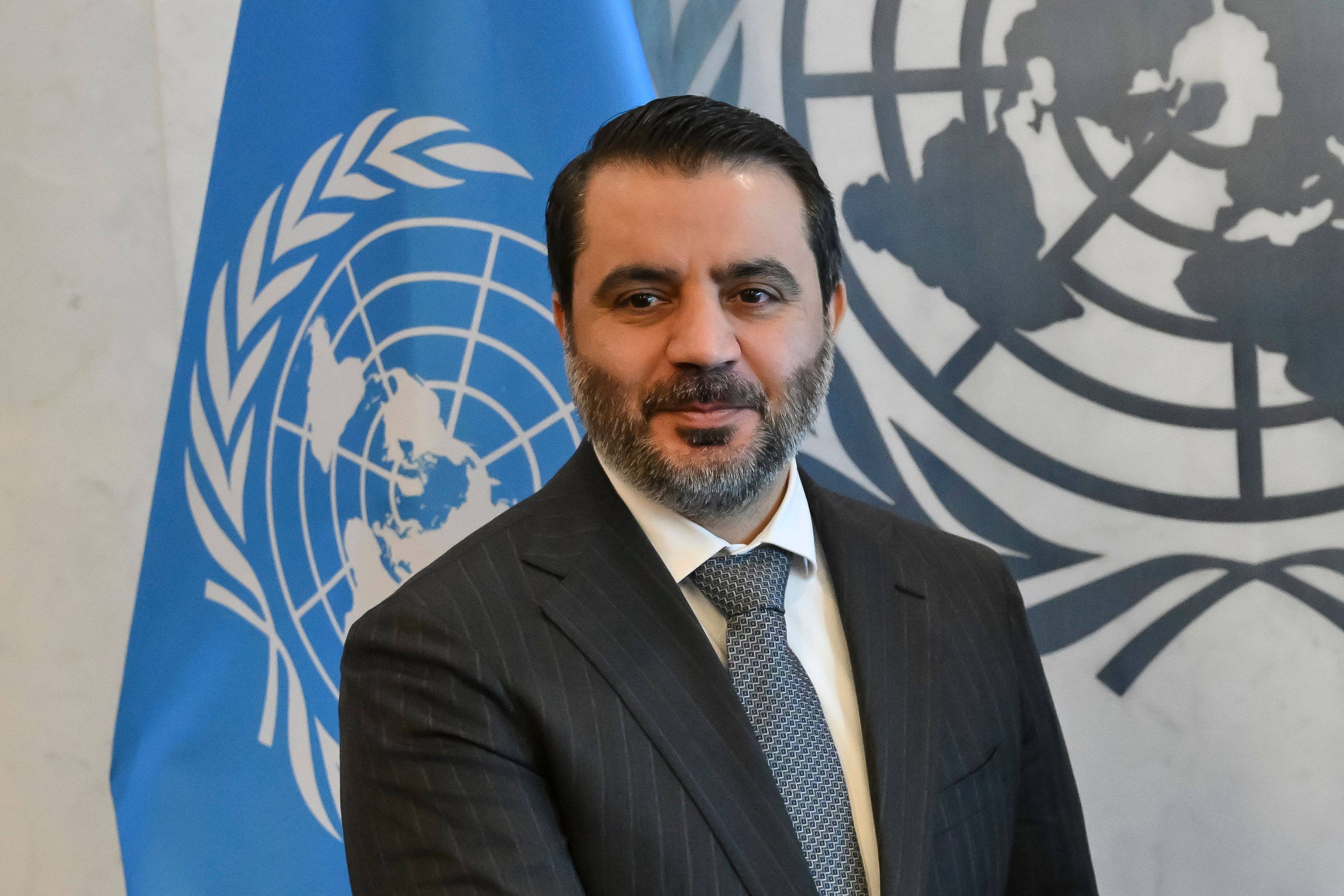 Syrian Foreign Minister Asaad al-Shaibani at the United Nations headquarters in New York on Monday. Photo: AFP