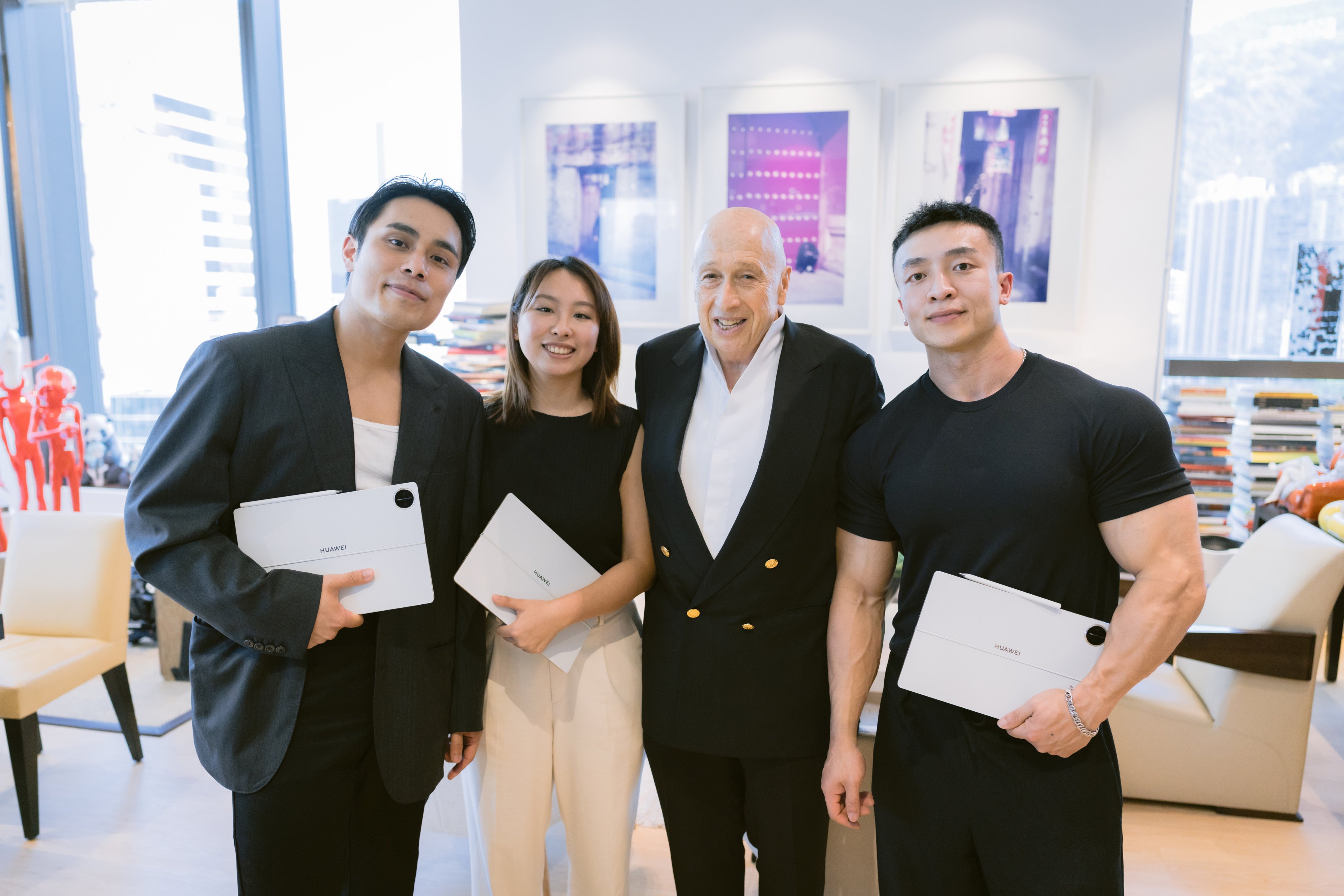Hong Kong business magnate Allan Zeman (second right) heard pitches from locally based entrepreneurs (from left) Poon Realiam, Stella Wong and Alan Tong as part of a friendly competition testing presentation skills and quick thinking.