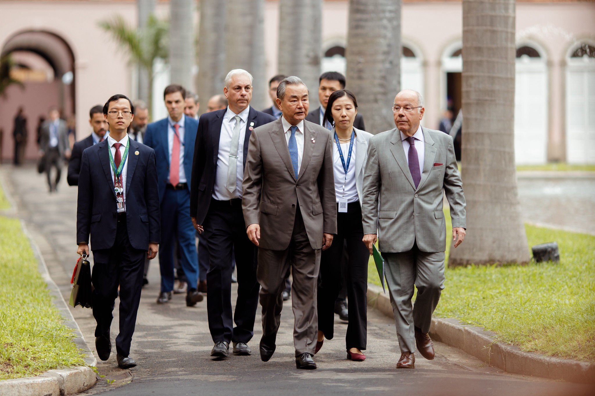 Chinese Foreign Minister Wang Yi (centre) joins Brazilian counterpart Mauro Vieira (right) at Itamaraty Palace in Rio de Janeiro for day two of Brics diplomatic summit