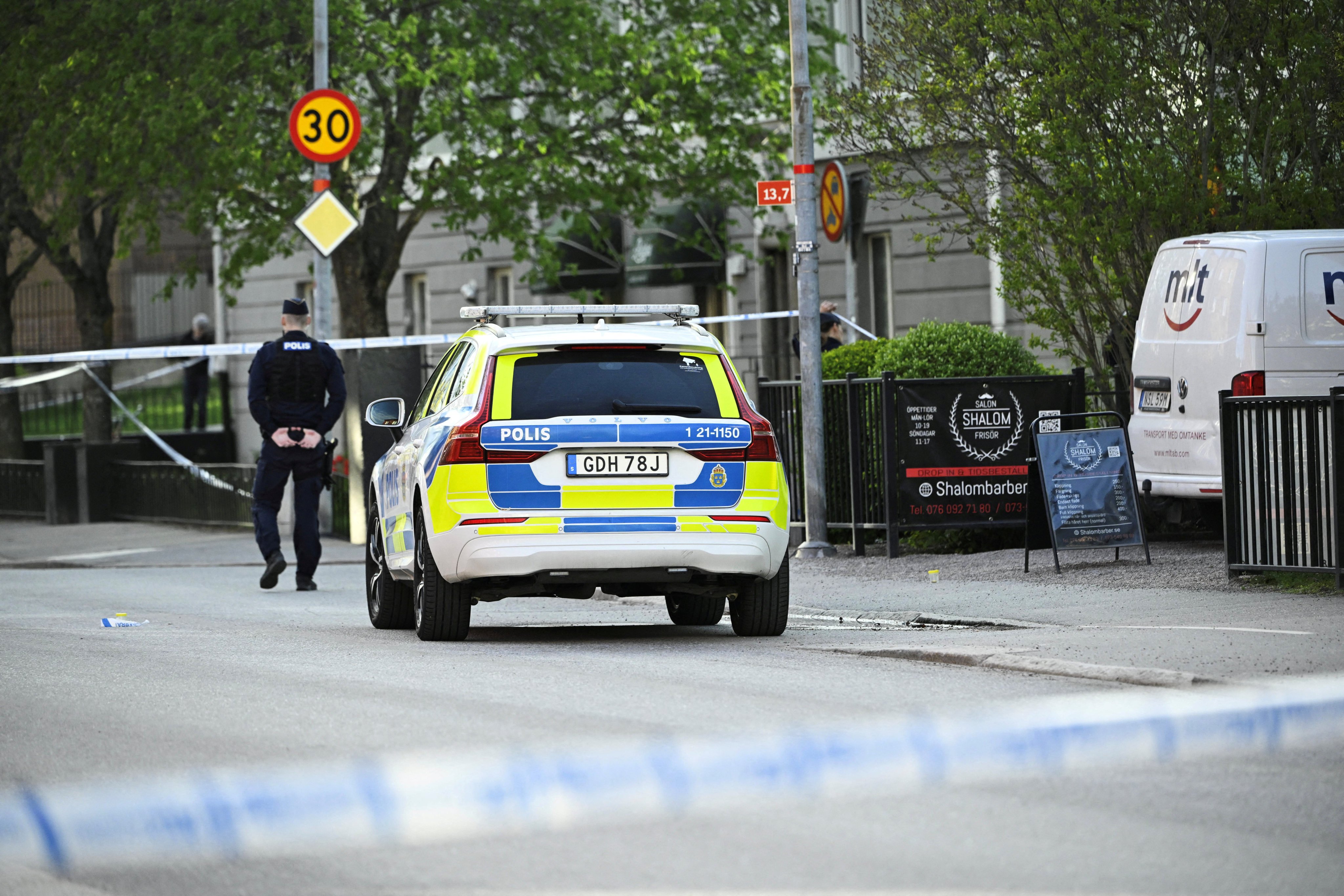 A police officer at the scene. Photo: TT News Agency via Reuters