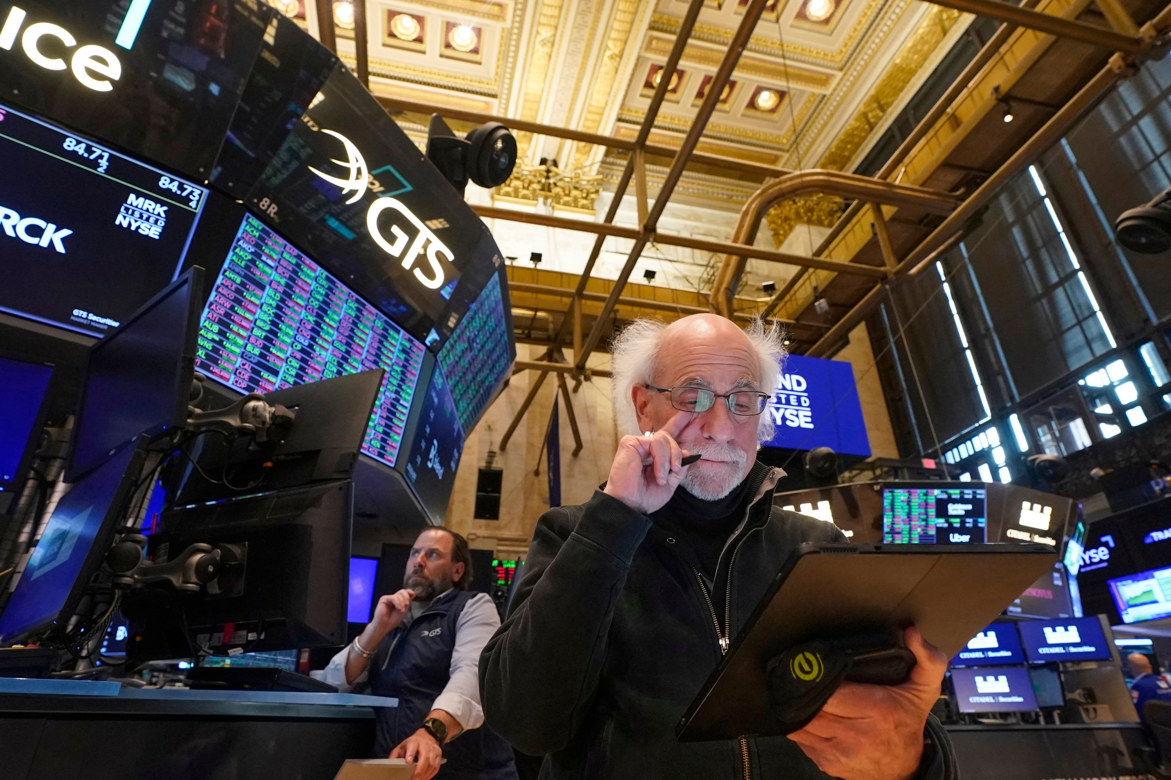 A trader at the New York Stock Exchange on Tuesday. Photo: Reuters