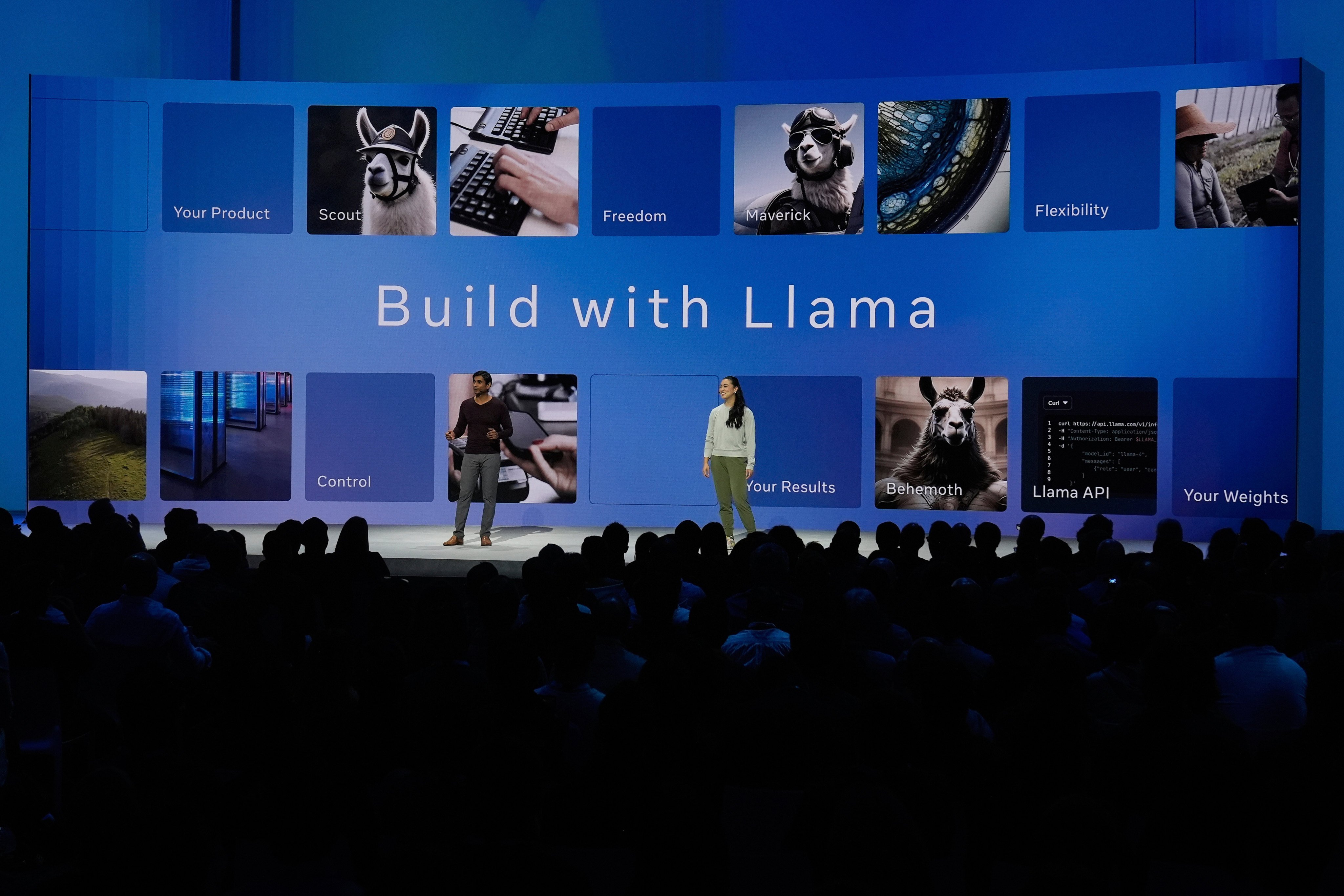 LlamaCon 2025 was an AI developer conference hosted by Meta Platforms, in Menlo Park, California, April 29, 2025. Photo: AP