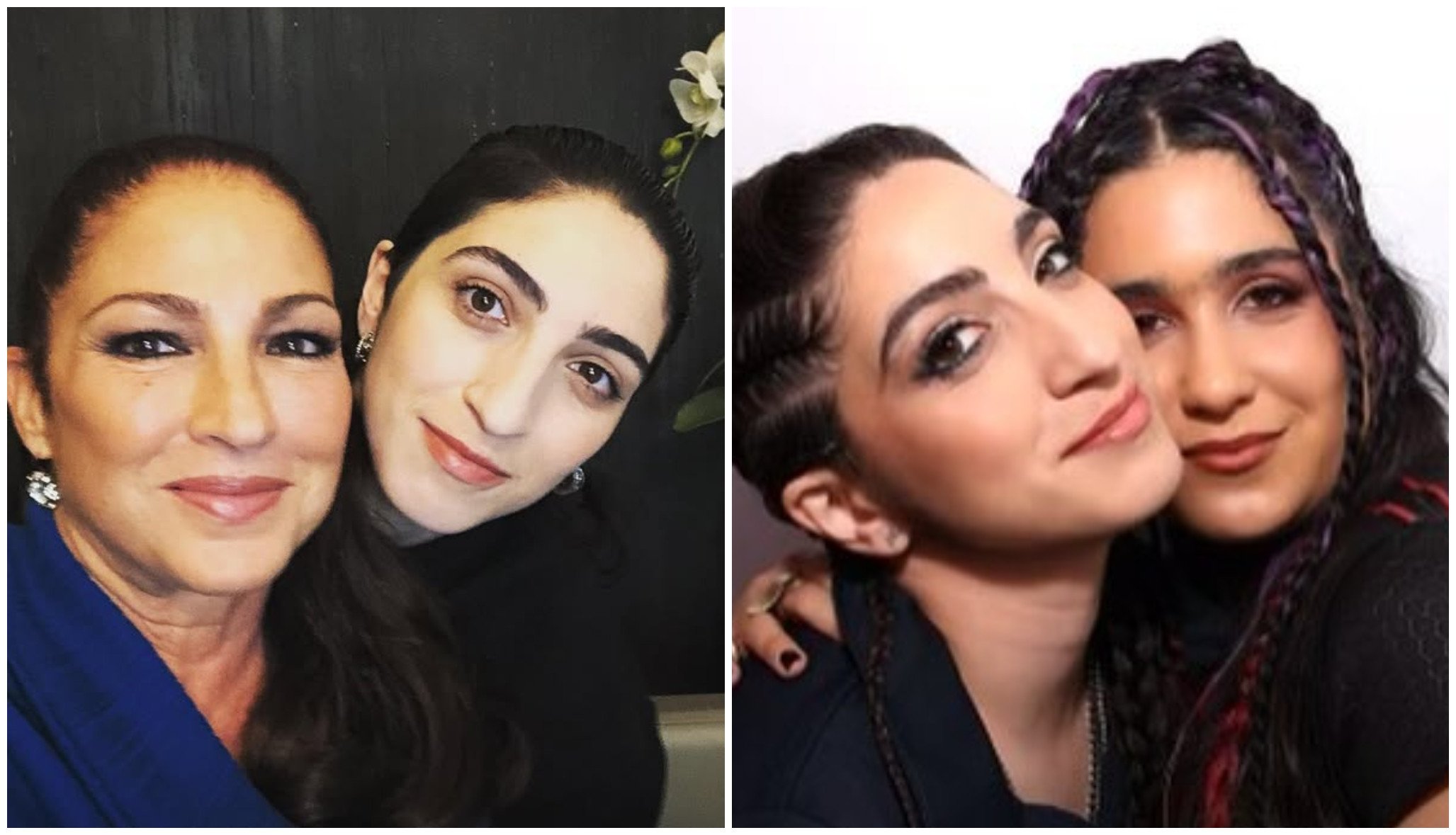 Emily Estefan with her lookalike mum Gloria Estefan (left) and long-term girlfriend Gemeny Hernandez (right). Photos: @emily_estefan/Instagram